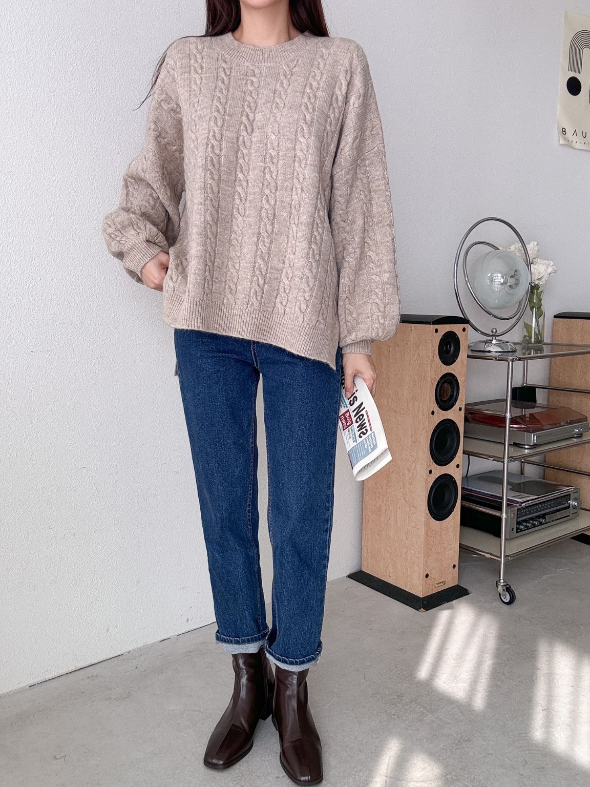 ウール混スリットバルーンスリーブケーブルニット | 詳細画像14