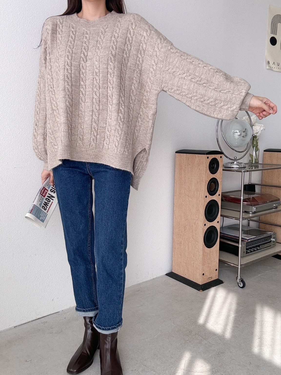 ウール混スリットバルーンスリーブケーブルニット | 詳細画像17