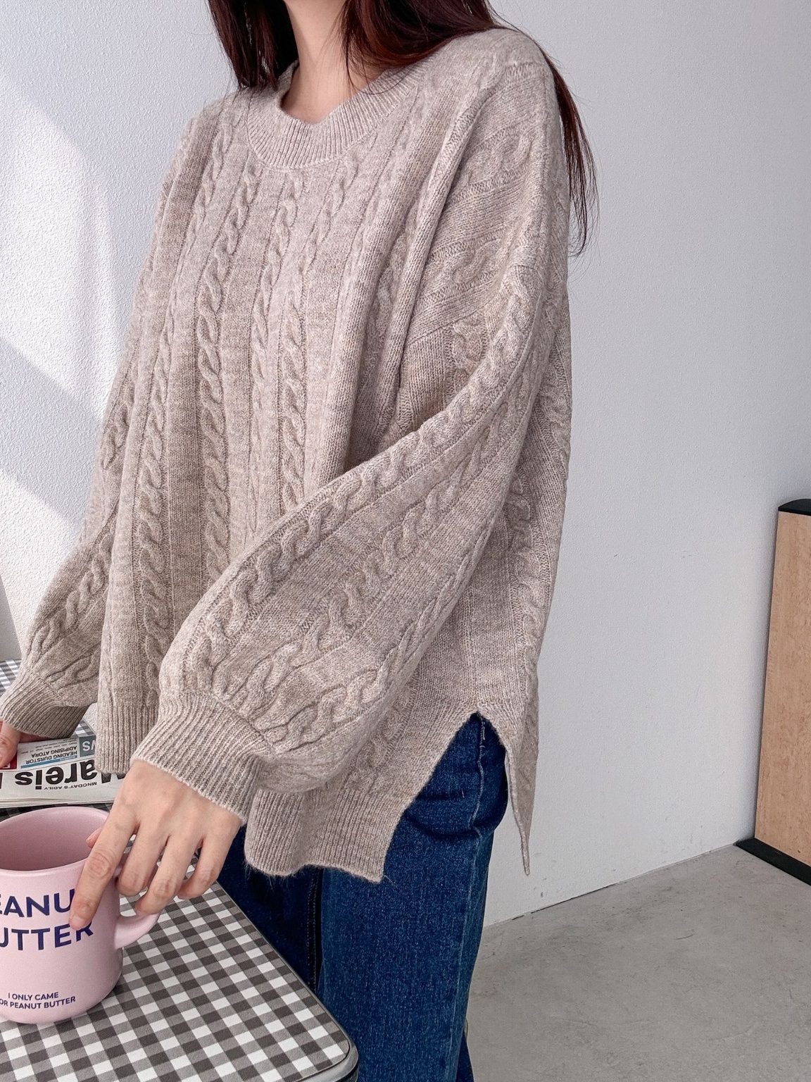 ウール混スリットバルーンスリーブケーブルニット | 詳細画像18