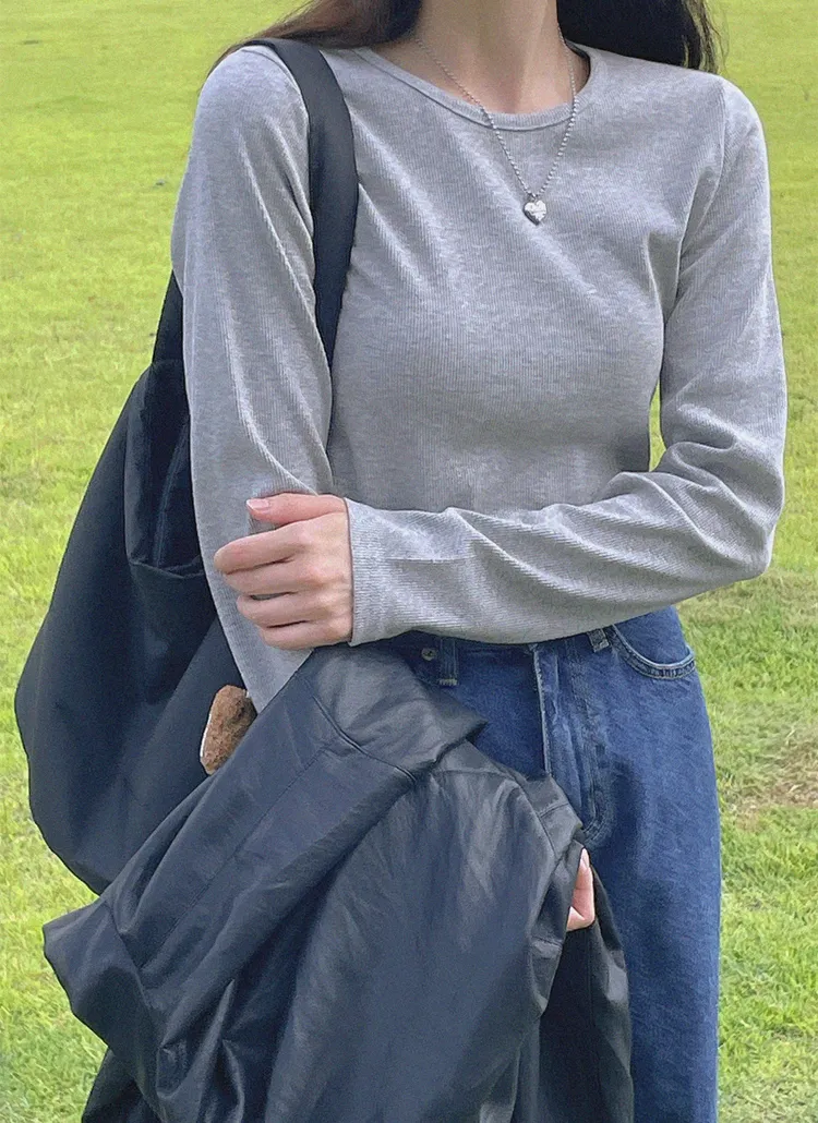 ラウンドネックリブ長袖Tシャツ | naturalmind | 詳細画像1