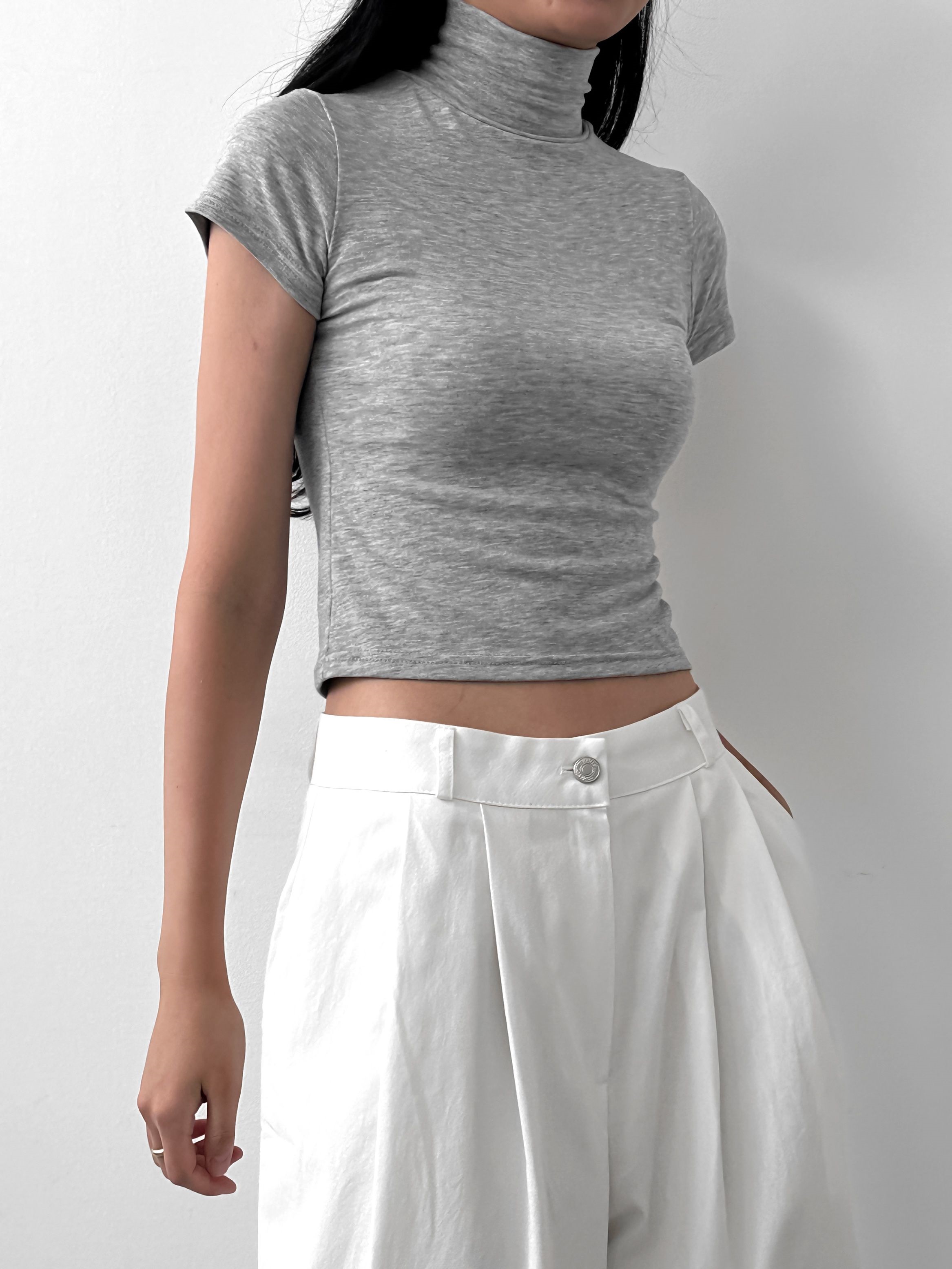 クロップドハイネックスリム半袖Tシャツ | 詳細画像8