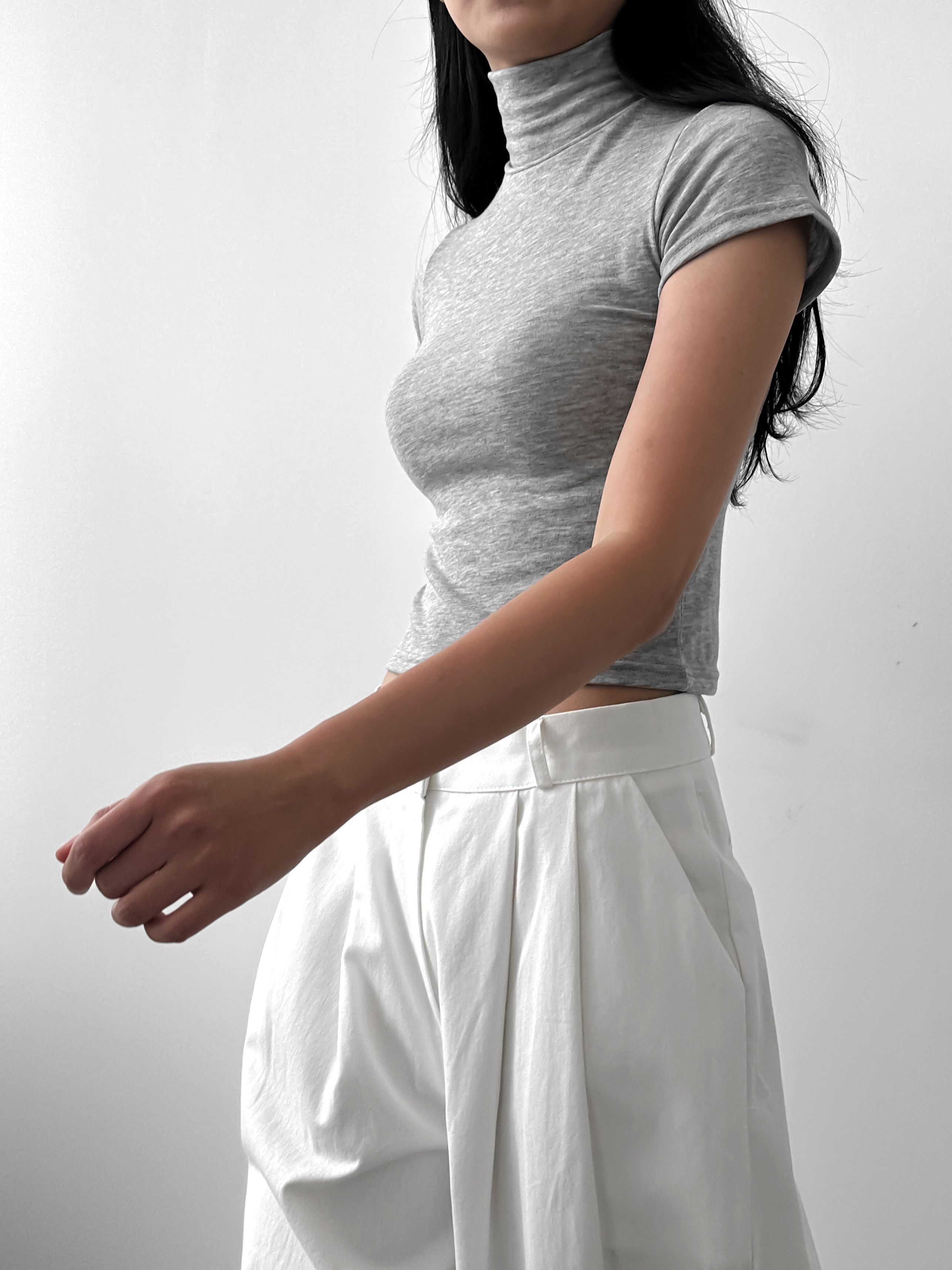 クロップドハイネックスリム半袖Tシャツ | 詳細画像14