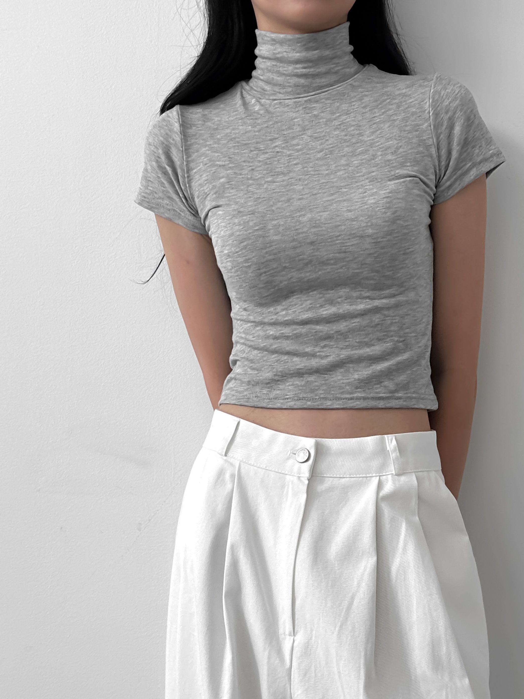 クロップドハイネックスリム半袖Tシャツ | 詳細画像9