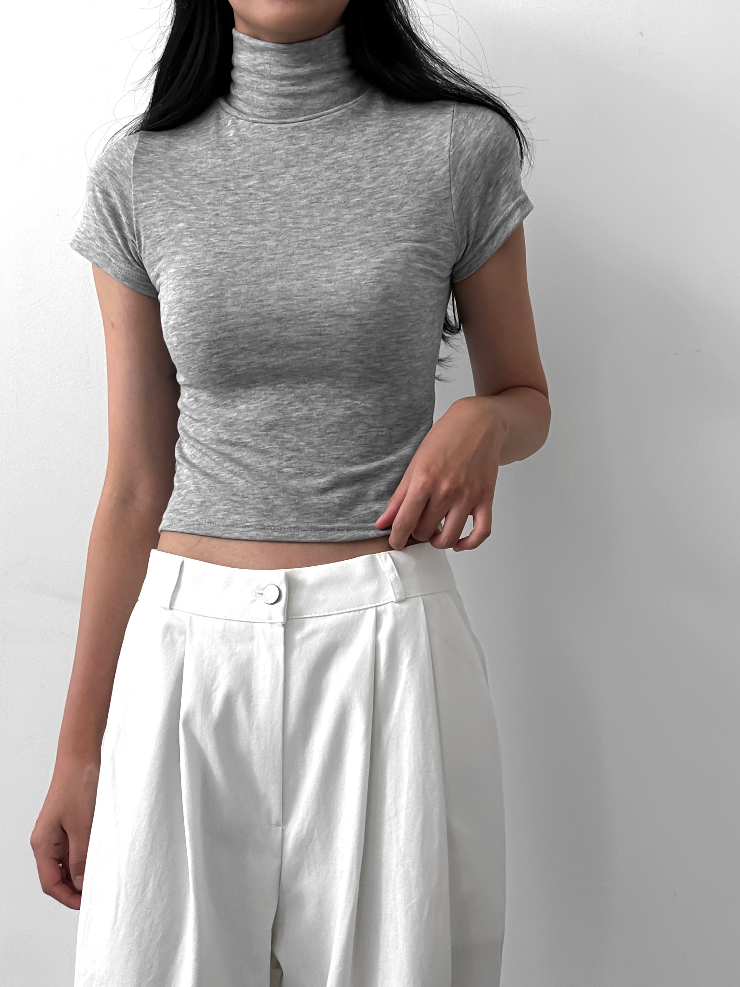 クロップドハイネックスリム半袖Tシャツ | 詳細画像16