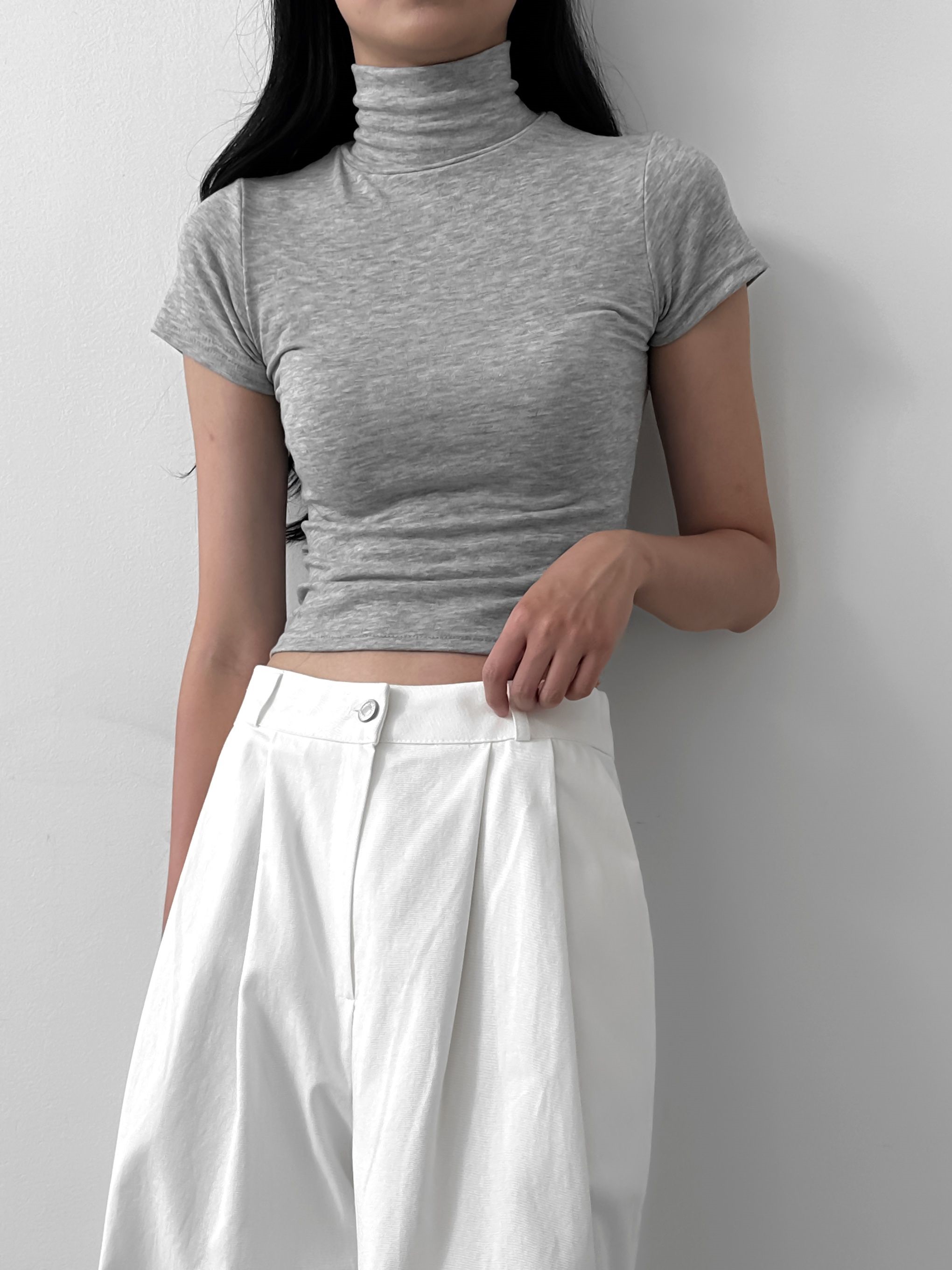 クロップドハイネックスリム半袖Tシャツ | 詳細画像13