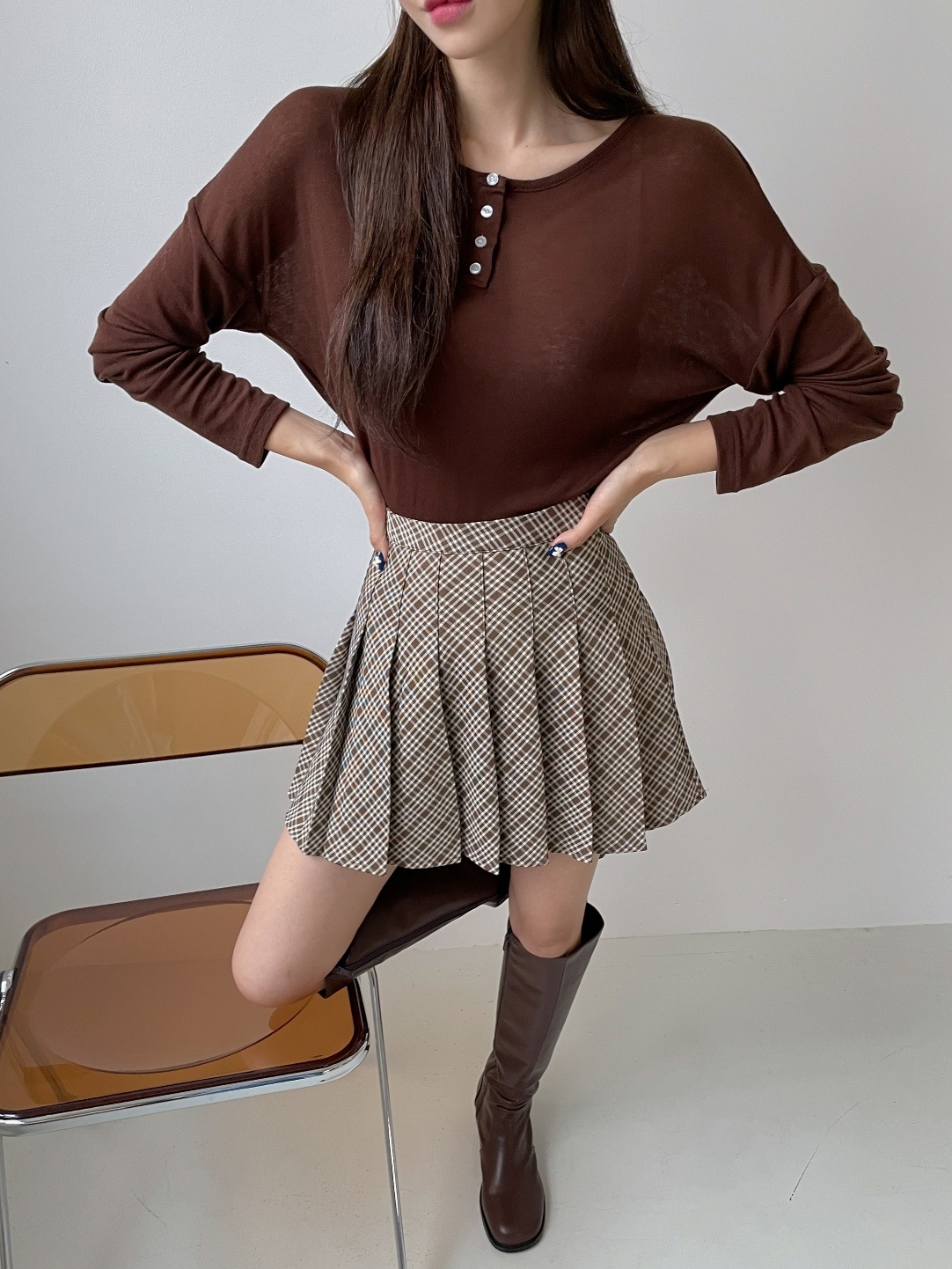 パンツ裏地チェックプリーツミニスカート | 詳細画像7