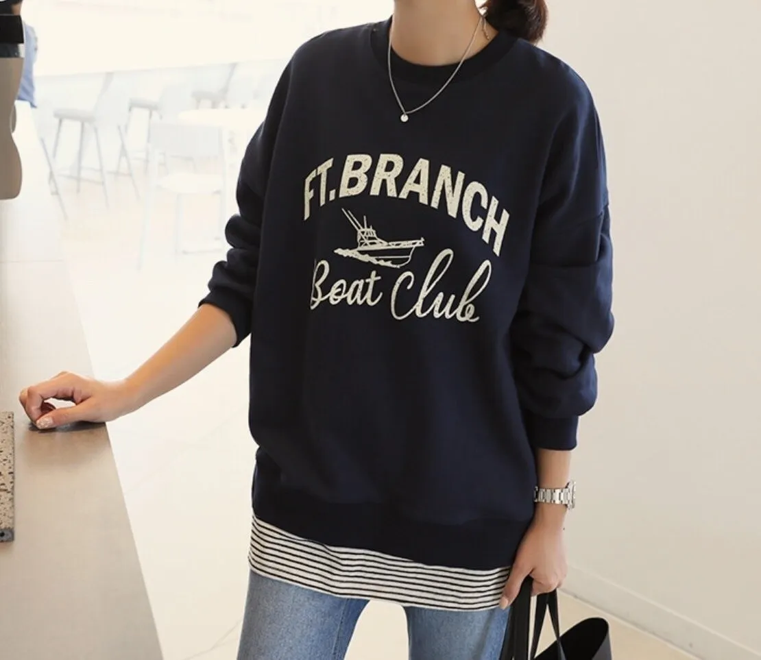 BRANCHロゴボーダーヘムスウェット | 詳細画像1