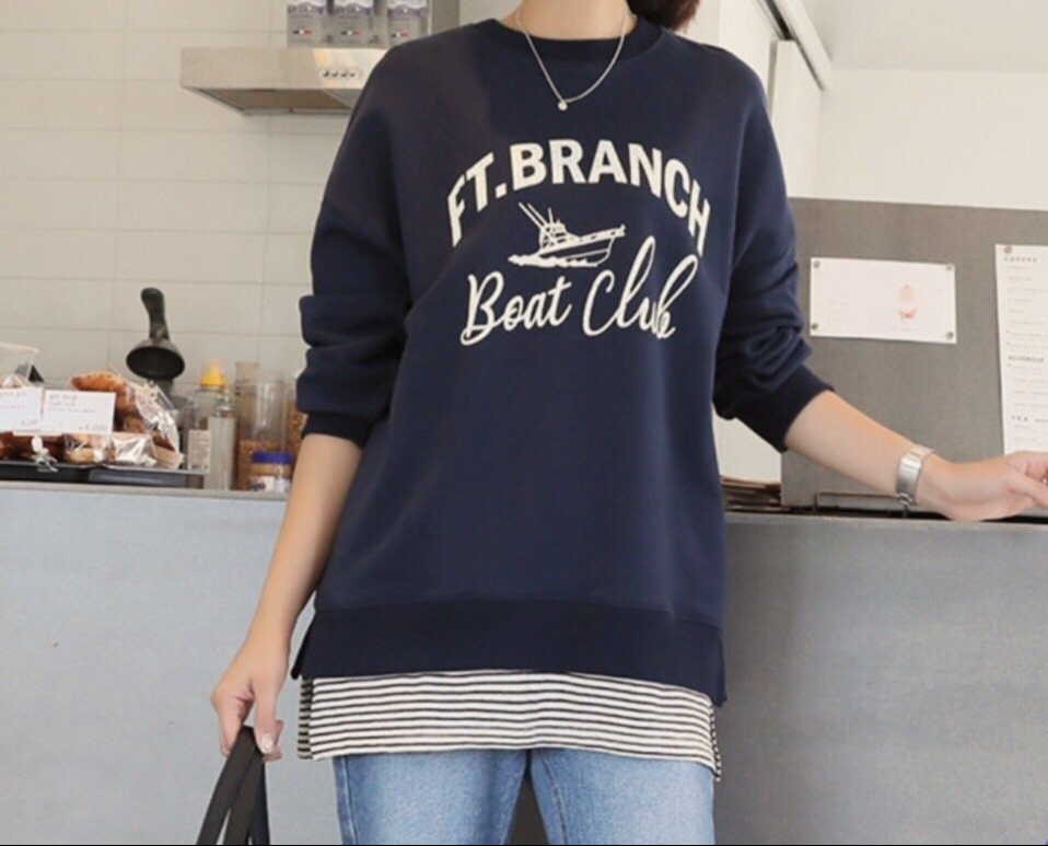 BRANCHロゴボーダーヘムスウェット | 詳細画像5