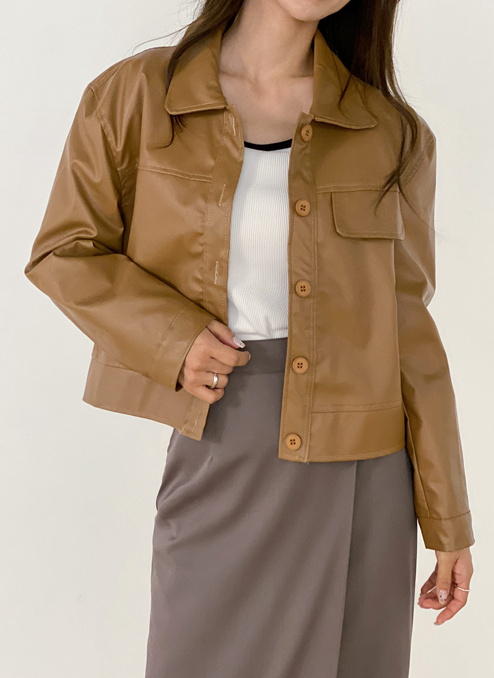 レザー調フラップカラージャケット | 詳細画像2