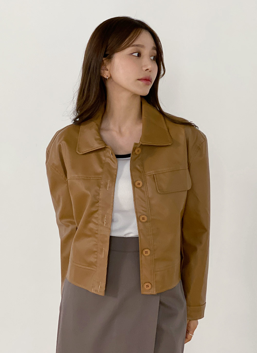 レザー調フラップカラージャケット | 詳細画像3