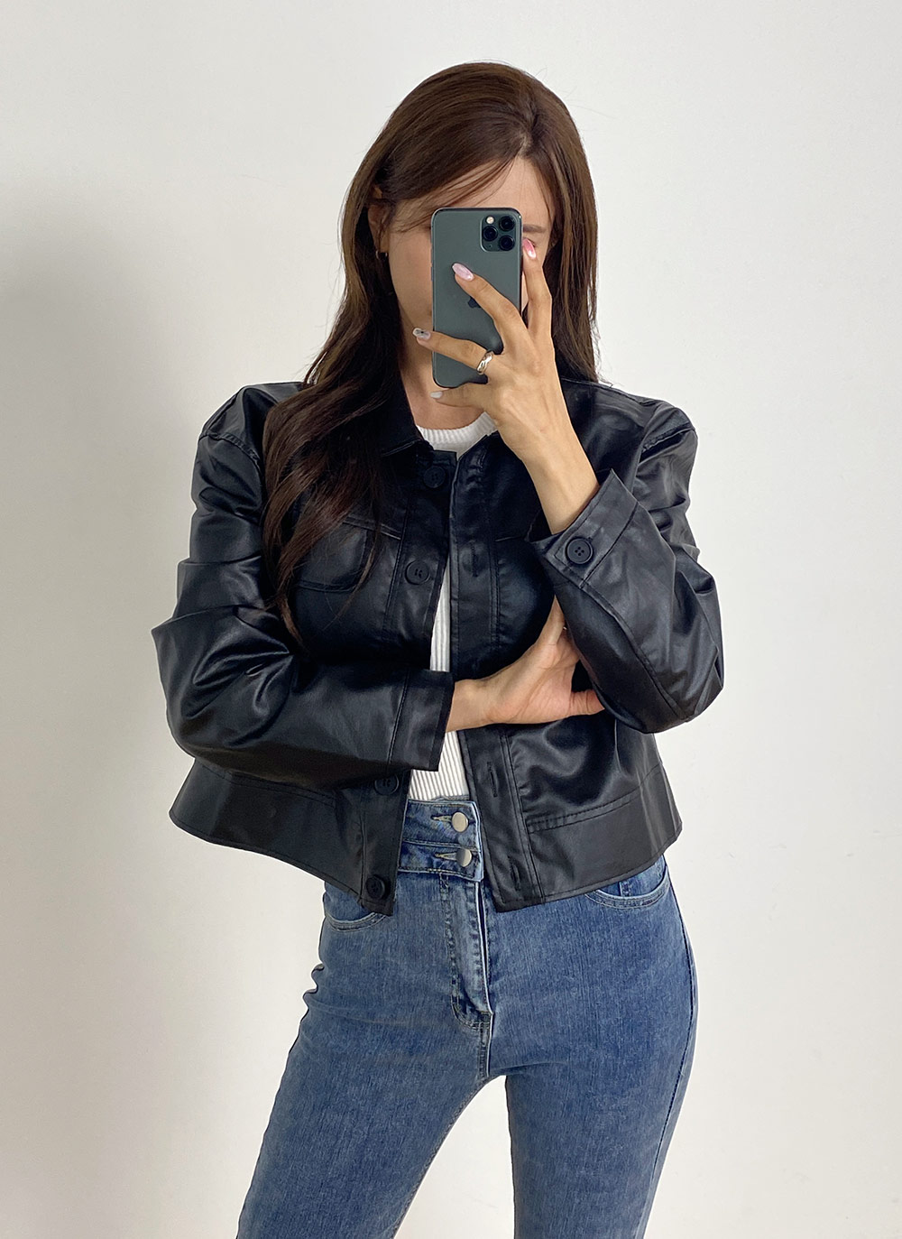 レザー調フラップカラージャケット | 詳細画像12