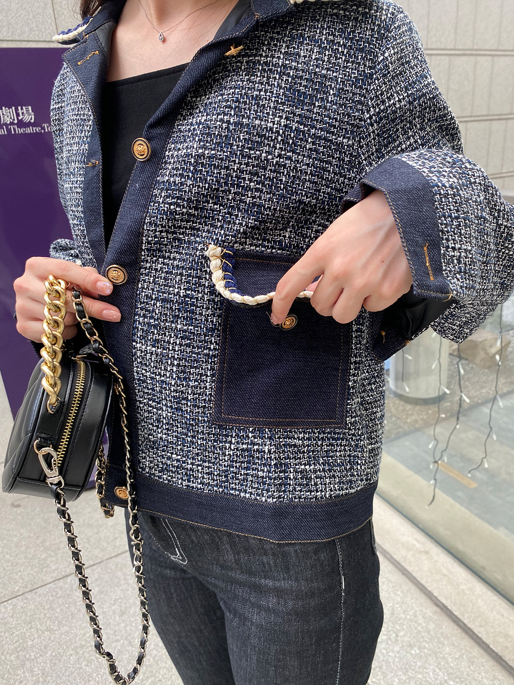 デニム配色ツイードジャケット | レディースファッション通販