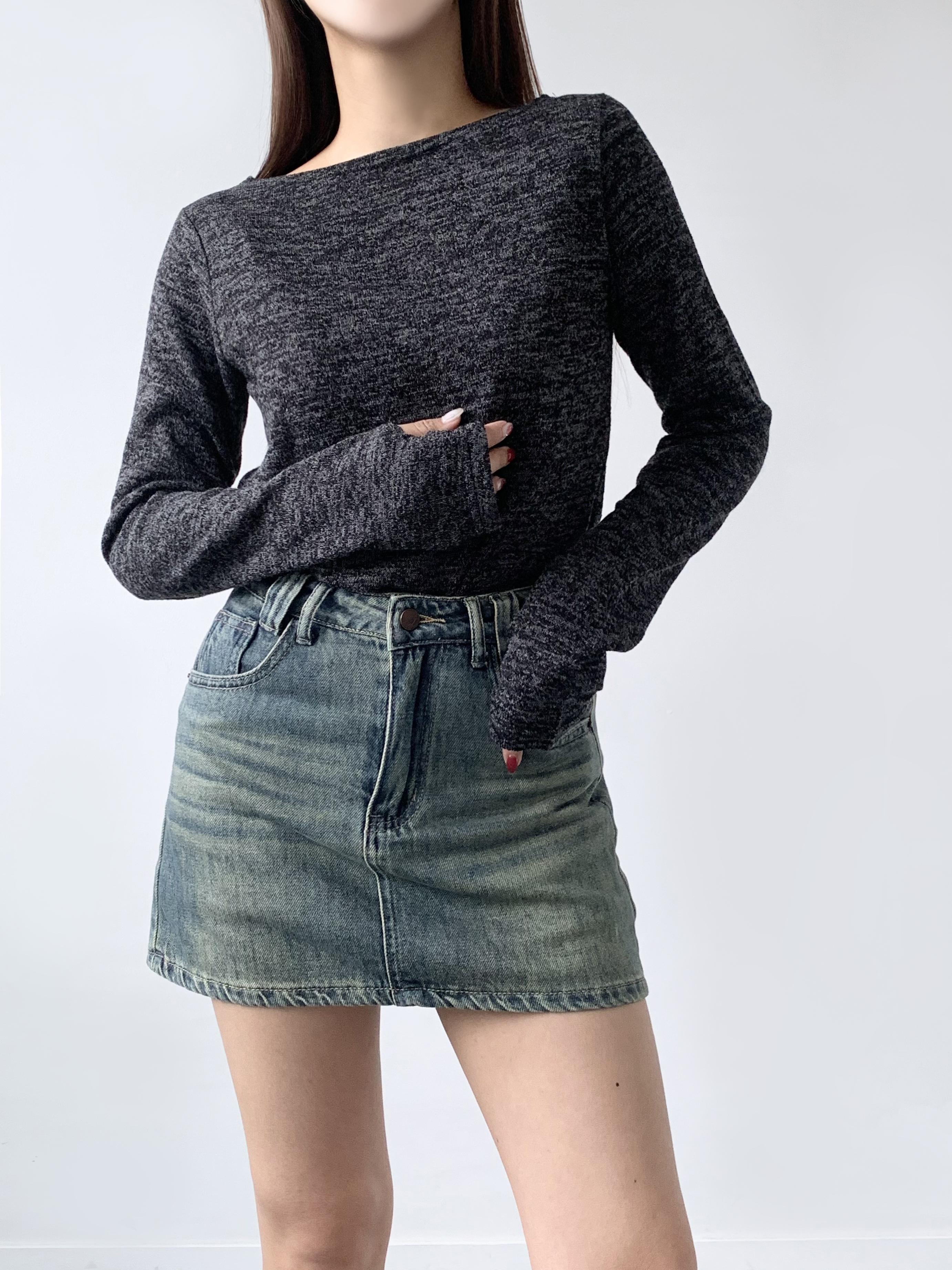 ボートネックサムホール長袖Tシャツ | 詳細画像12