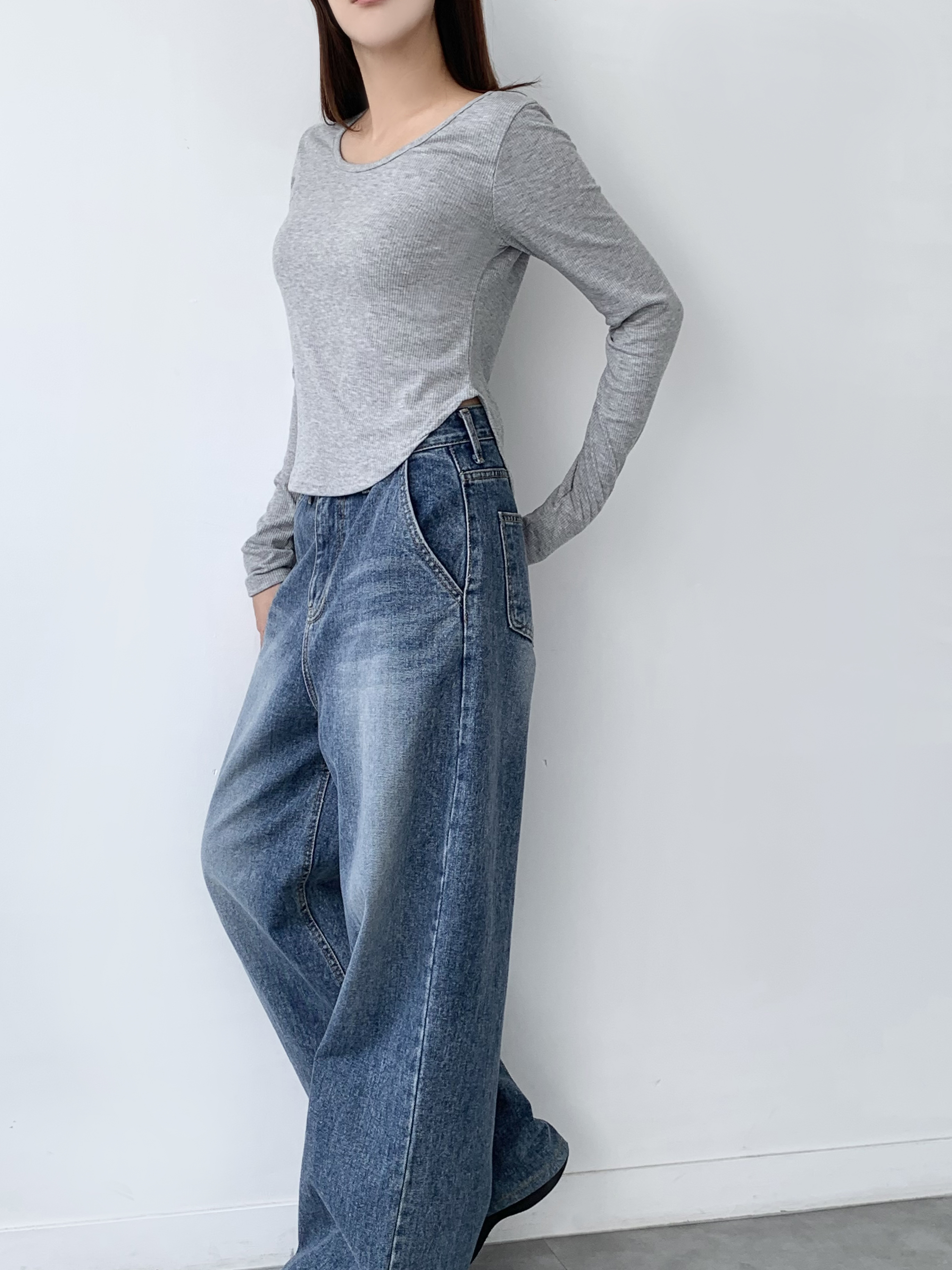 ラウンドヘムクロップドリブTシャツ | 詳細画像6