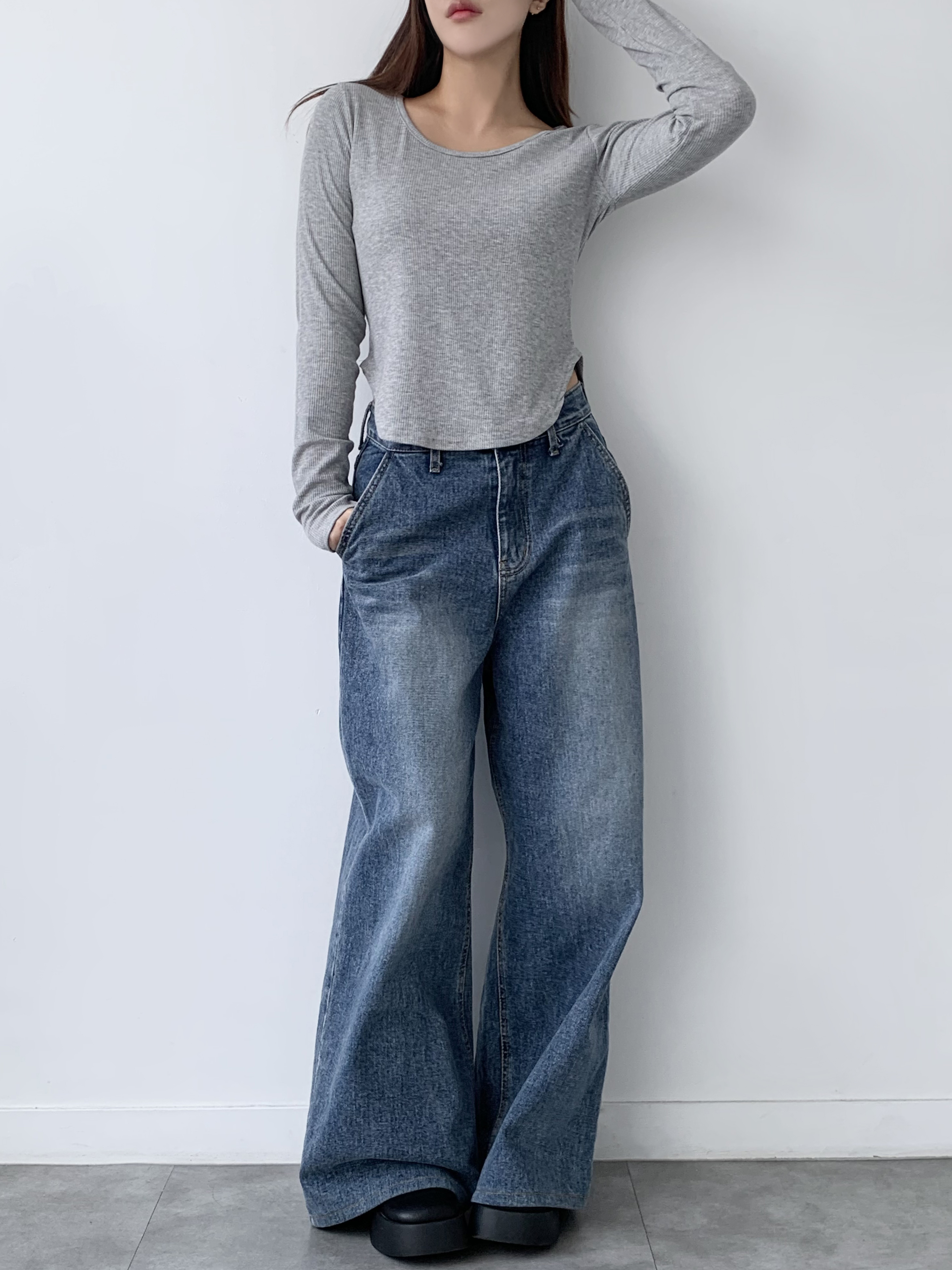 ラウンドヘムクロップドリブTシャツ | 詳細画像13