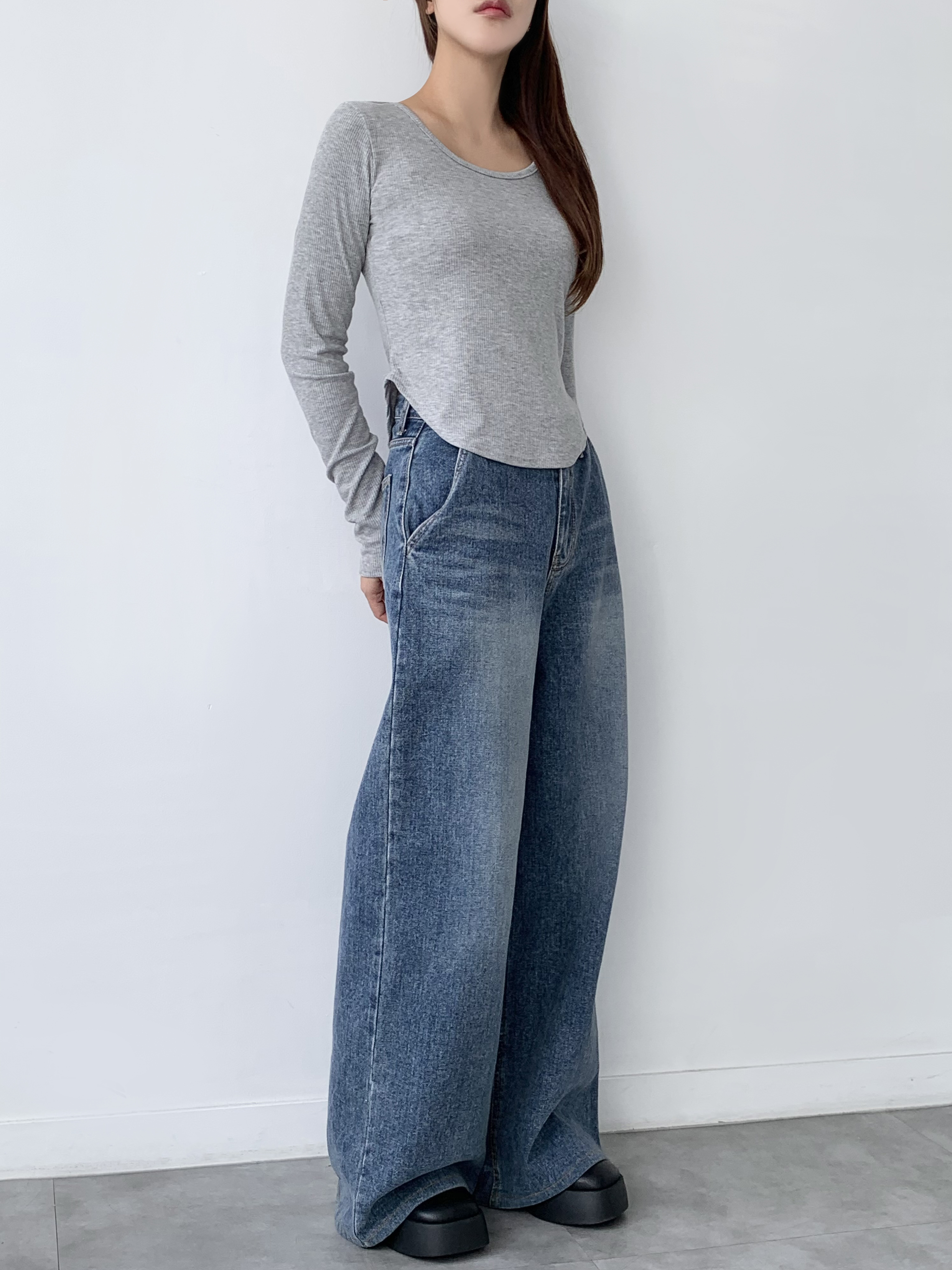 ラウンドヘムクロップドリブTシャツ | 詳細画像10