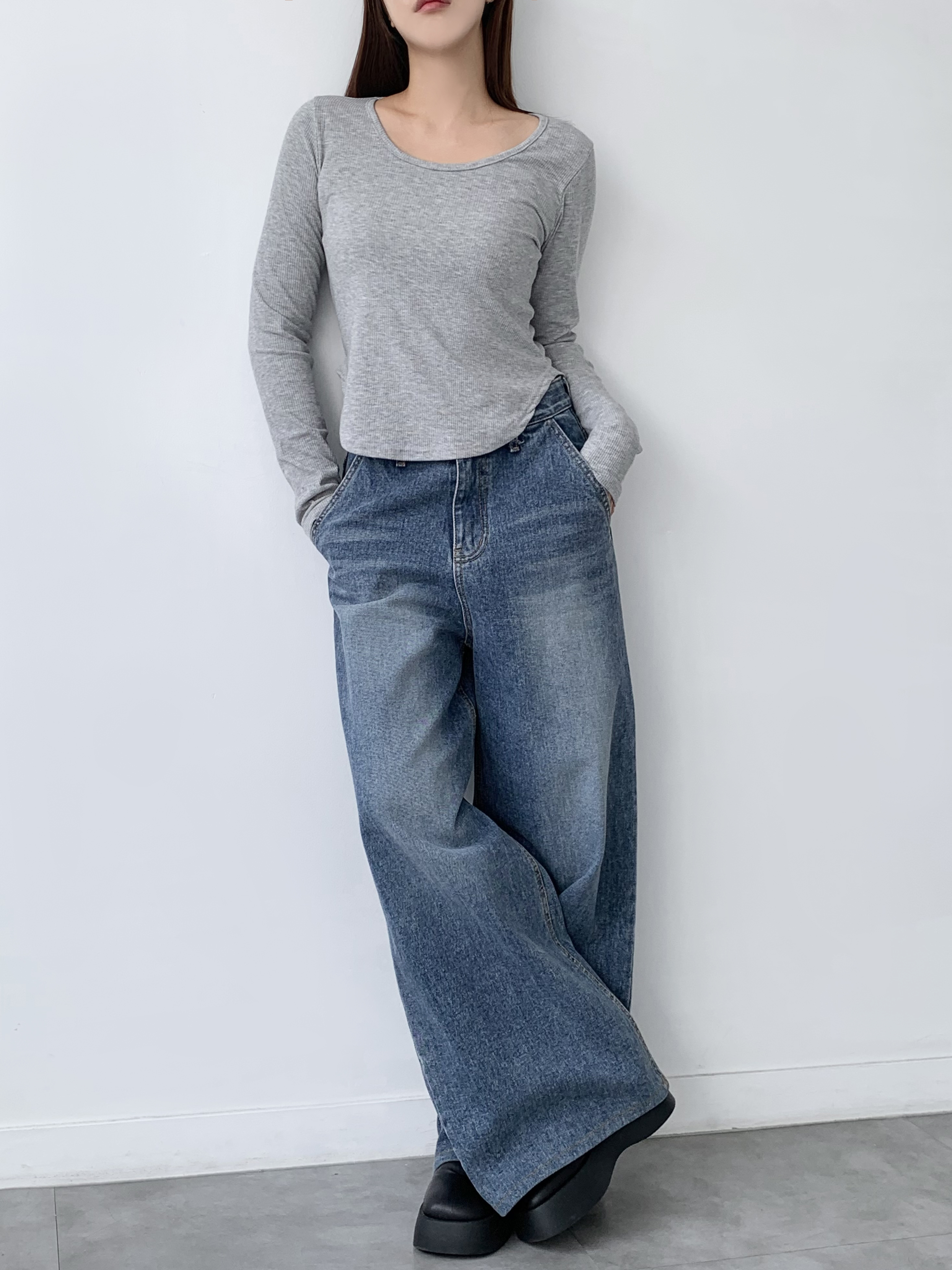 ラウンドヘムクロップドリブTシャツ | 詳細画像9