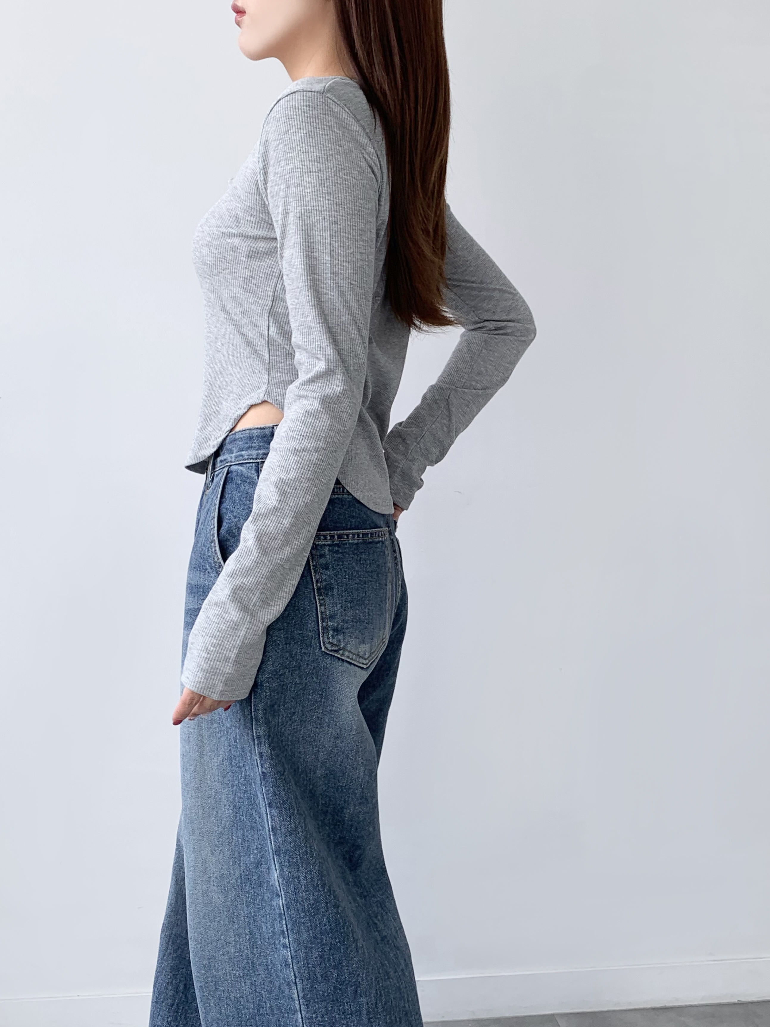 ラウンドヘムクロップドリブTシャツ | 詳細画像8