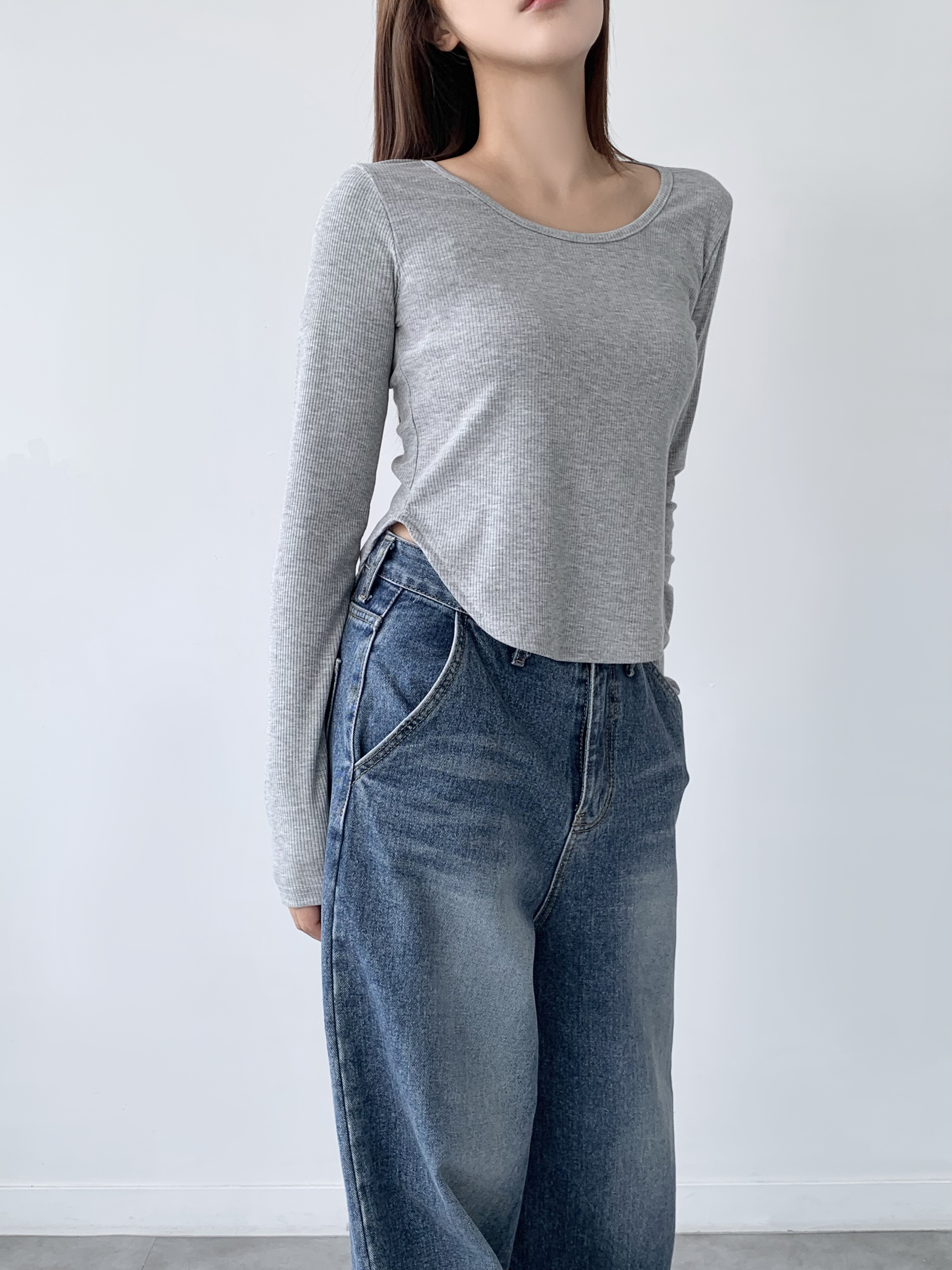 ラウンドヘムクロップドリブTシャツ | 詳細画像11