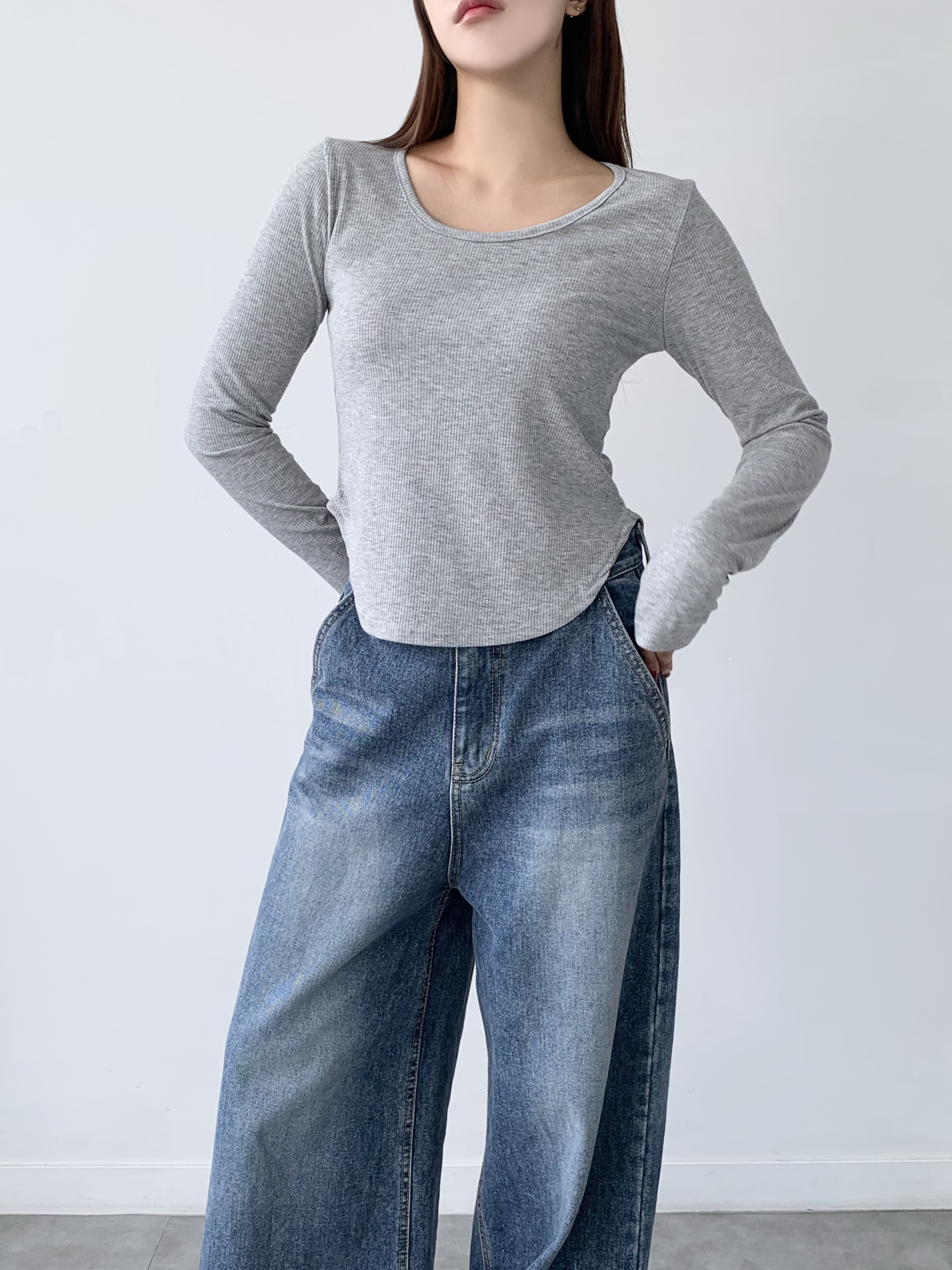 ラウンドヘムクロップドリブTシャツ | 詳細画像14