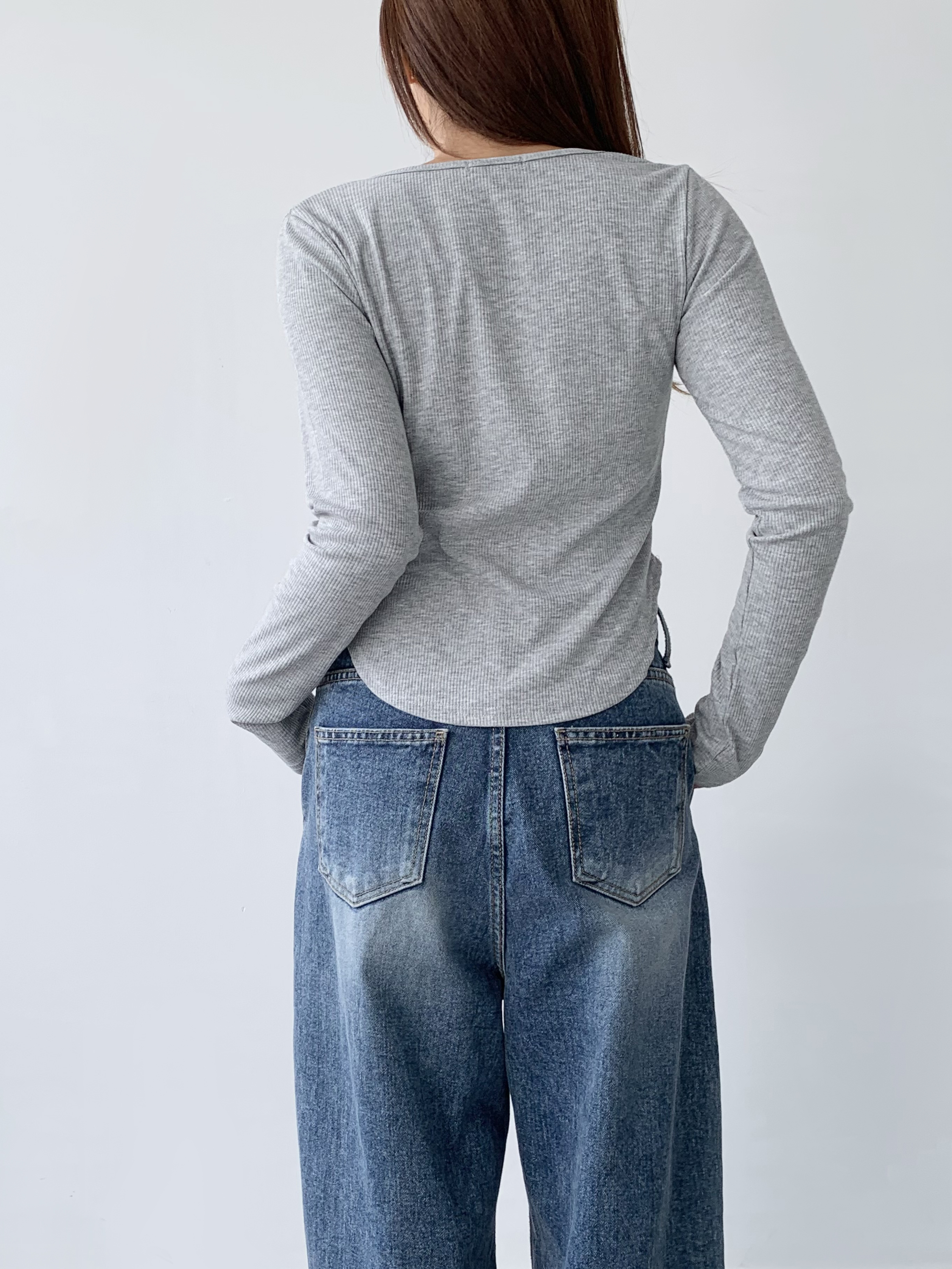 ラウンドヘムクロップドリブTシャツ | 詳細画像12