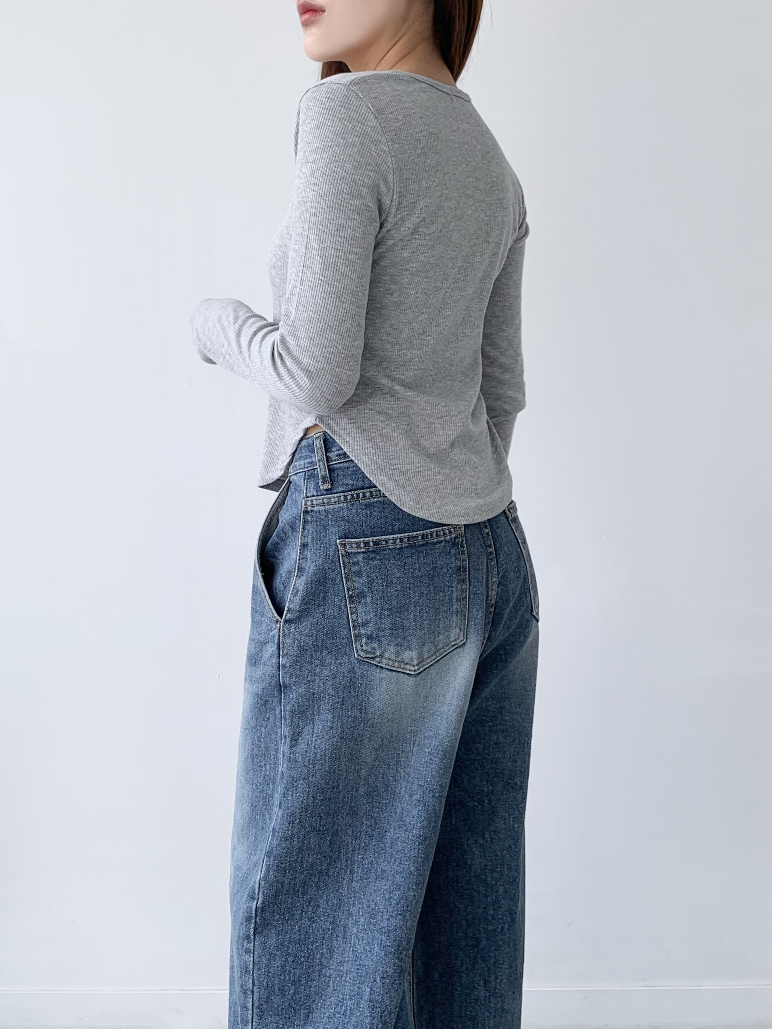 ラウンドヘムクロップドリブTシャツ | 詳細画像5