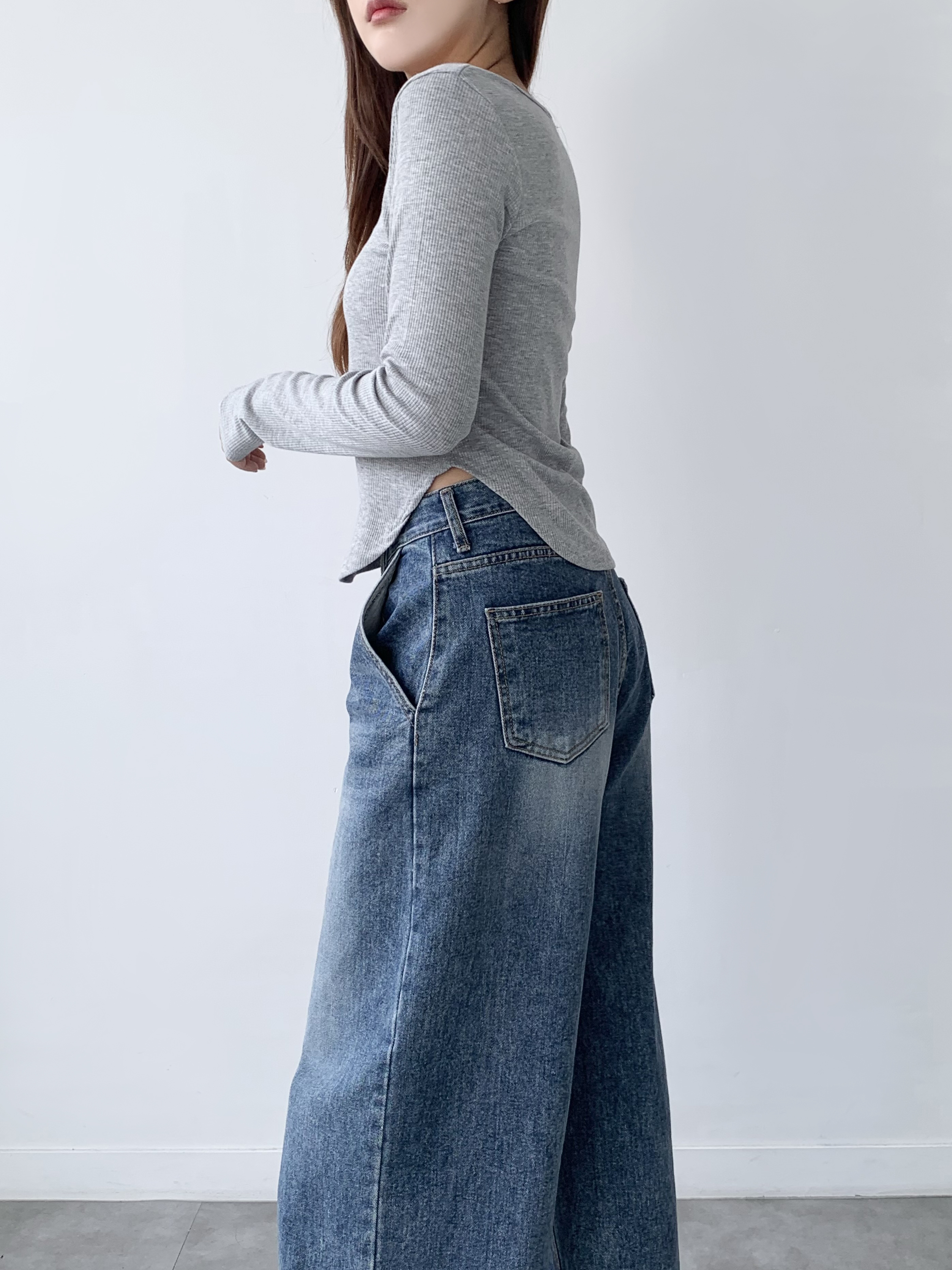 ラウンドヘムクロップドリブTシャツ | 詳細画像4