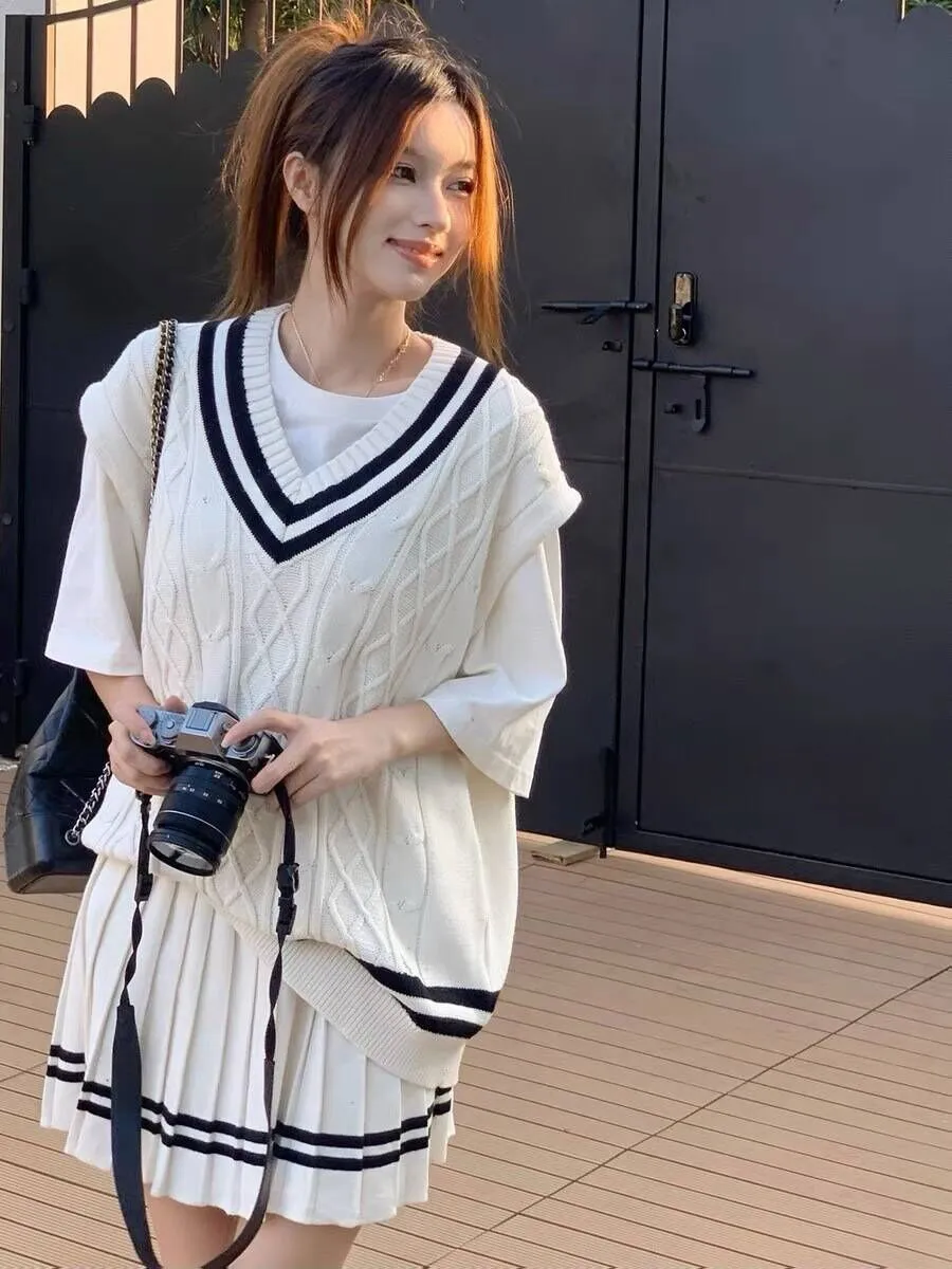 チルデンニットベスト&プリーツミニスカートSET | レディース  