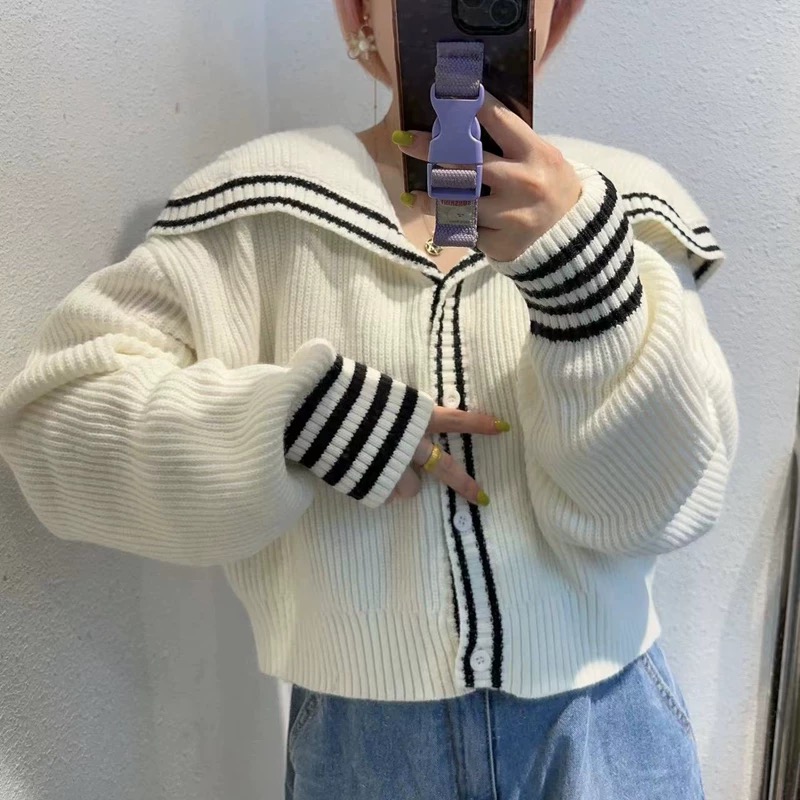 MELLOWロゴ配色ラインセーラーカラーカーディガン | 詳細画像7