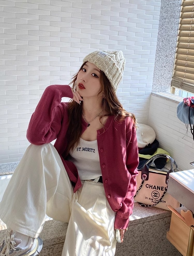 ラウンドネックコットンニットカーディガン | 詳細画像5