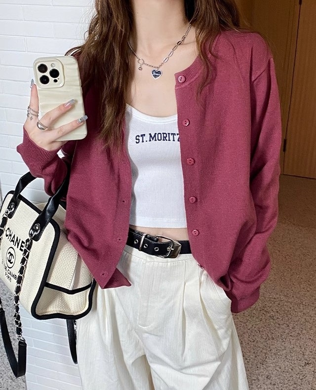 ラウンドネックコットンニットカーディガン | 詳細画像7