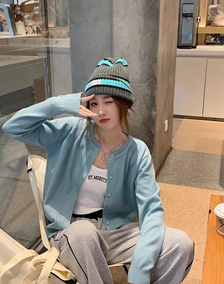 ラウンドネックコットンニットカーディガン | 詳細画像15