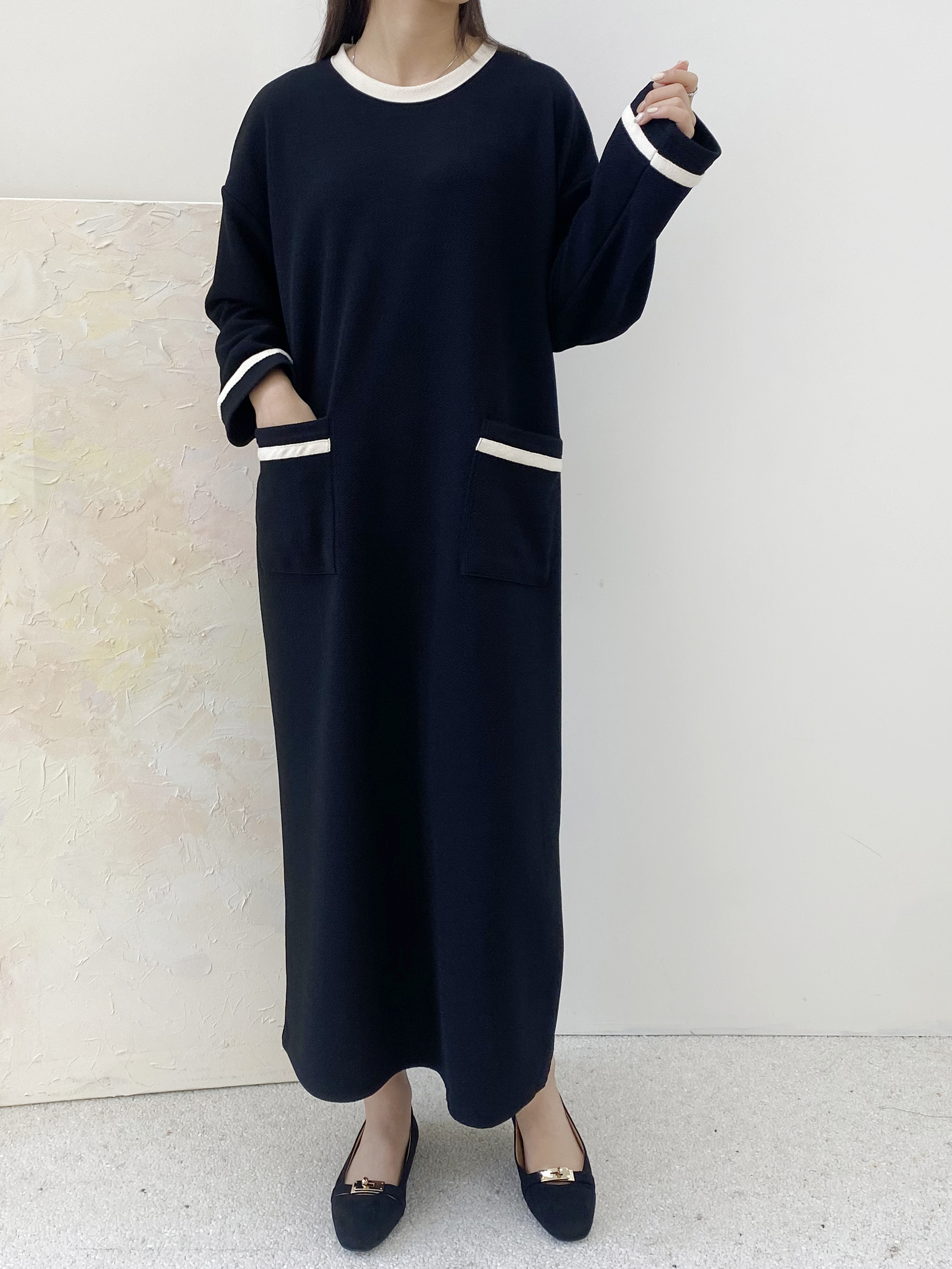 配色ツーポケットロングワンピース | 詳細画像4