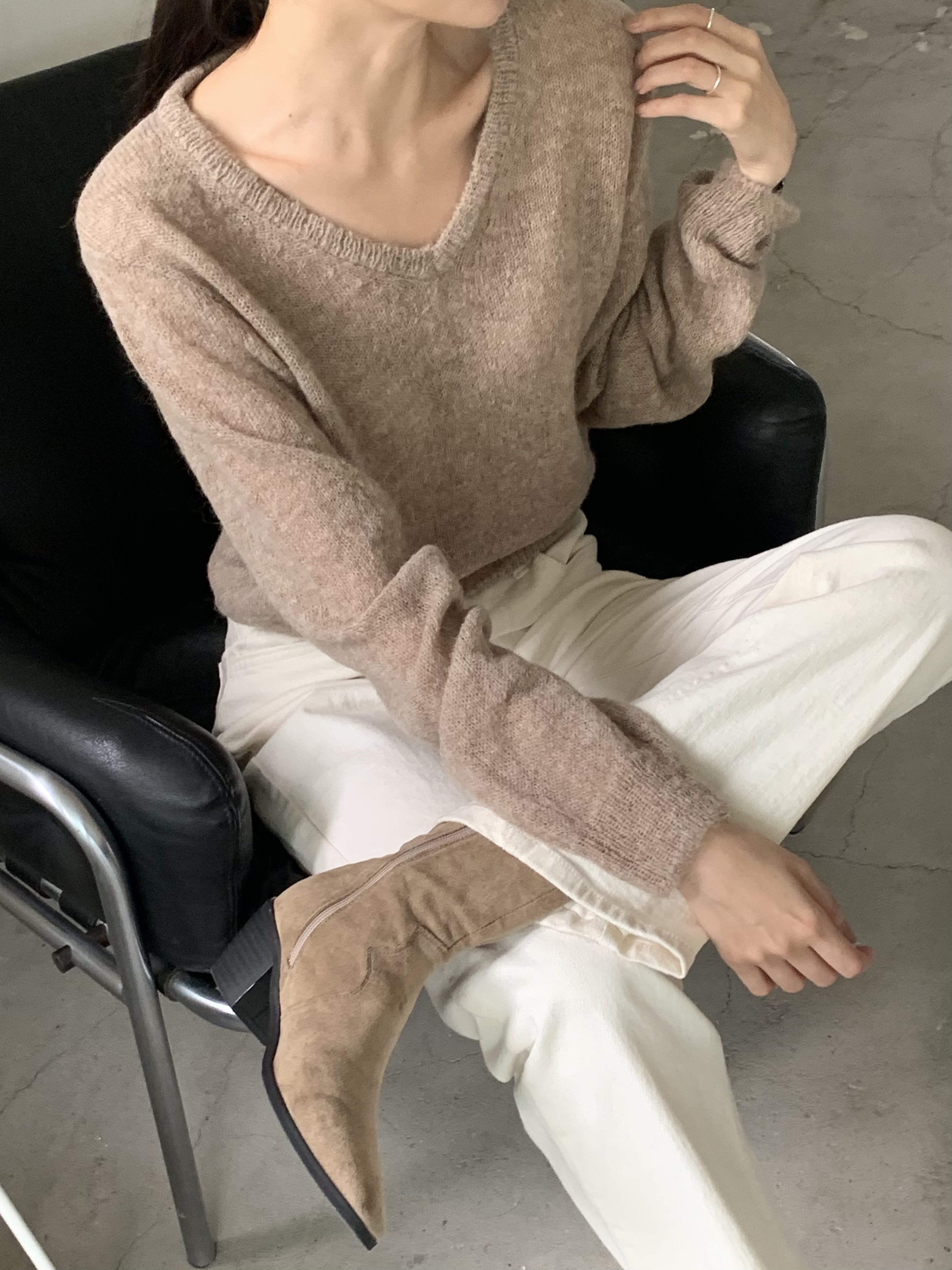 モヘア混Vネッククロップドニット | 詳細画像7