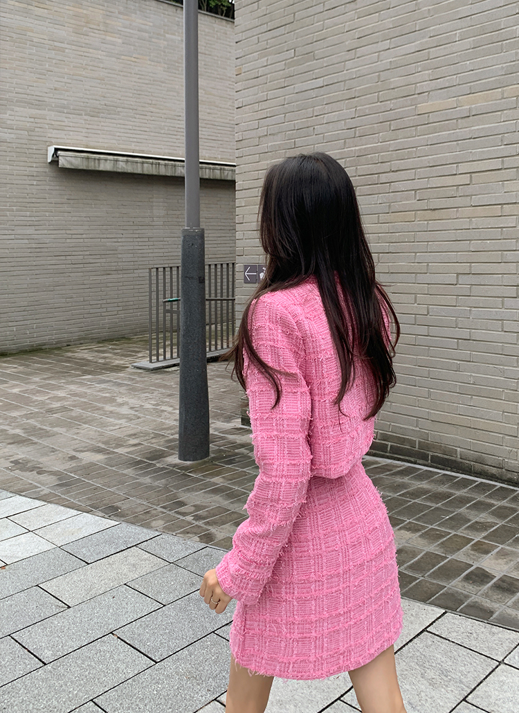 フリンジノーカラーツイードジャケット&スカートSET | レディース