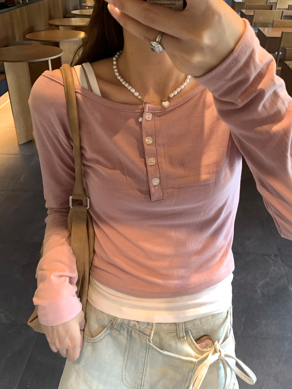 キャミ&ヘンリーネック長袖TシャツSET | 詳細画像2