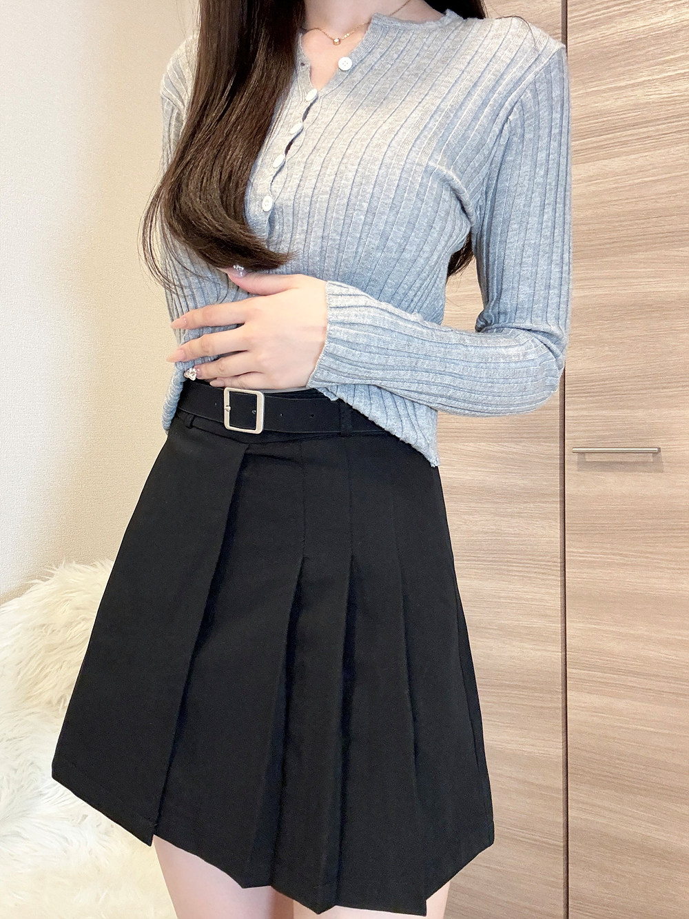 パンツ裏地アシメプリーツミニスカート | 詳細画像5