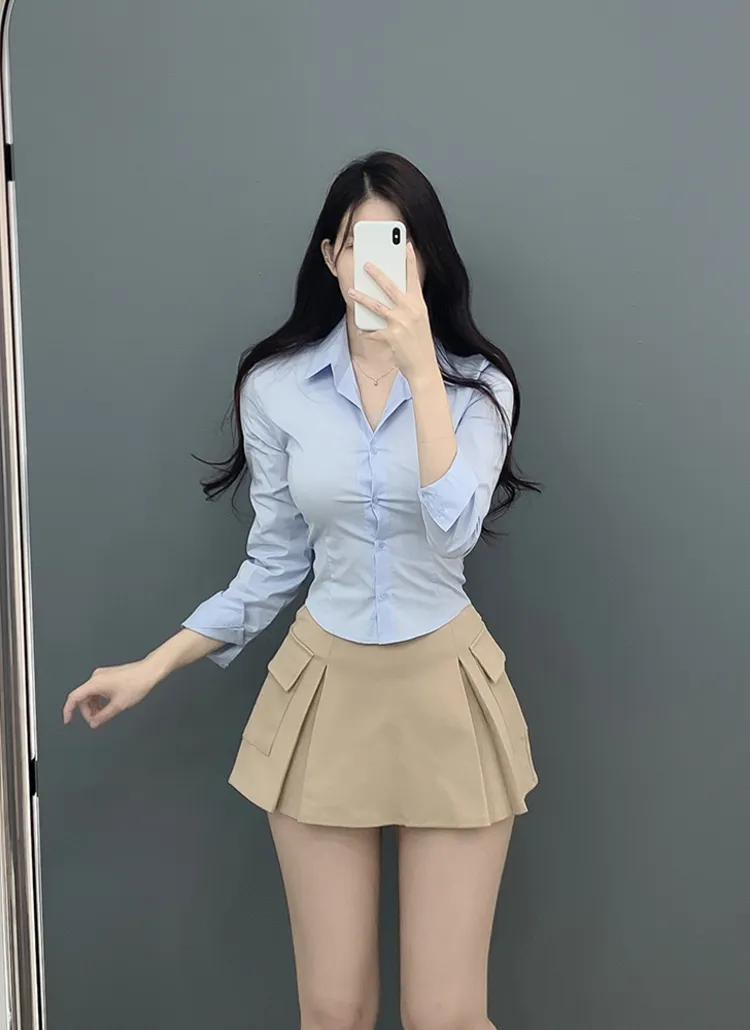 スリムクロップドシャツ | auvezay | 詳細画像1