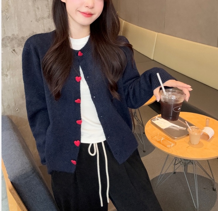 ハートボタンニットカーディガン - レッド | ZARA Japan / 日本