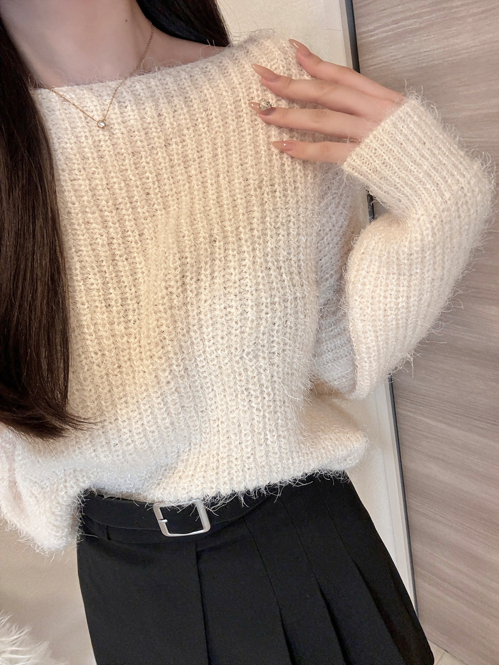 ボートネックシャギールーズニット | 詳細画像4