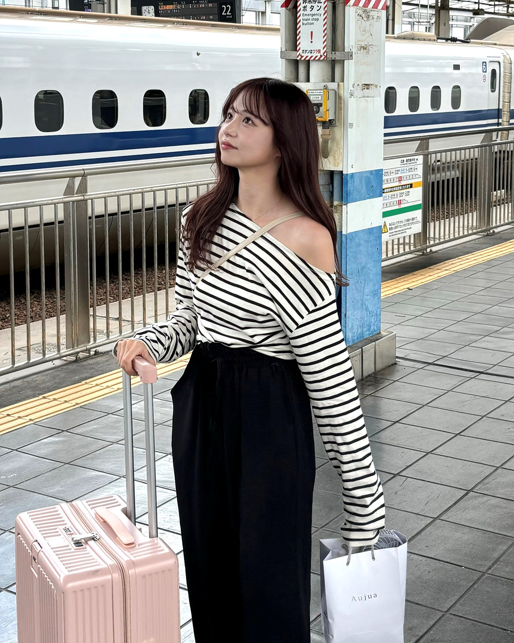 ワンショル長袖ボーダーTシャツ | 詳細画像2