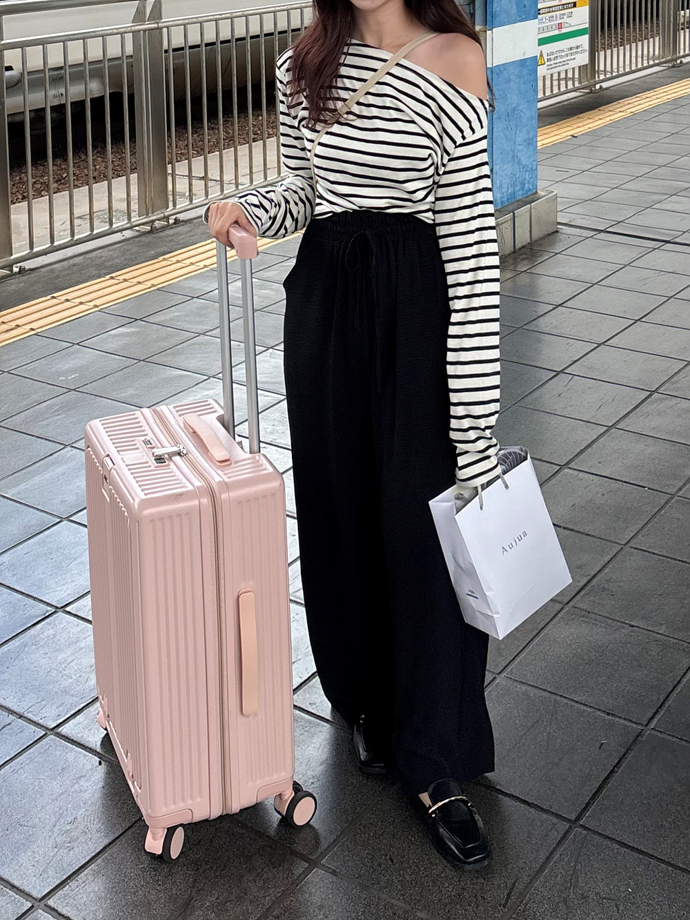 ワンショル長袖ボーダーTシャツ | 詳細画像3