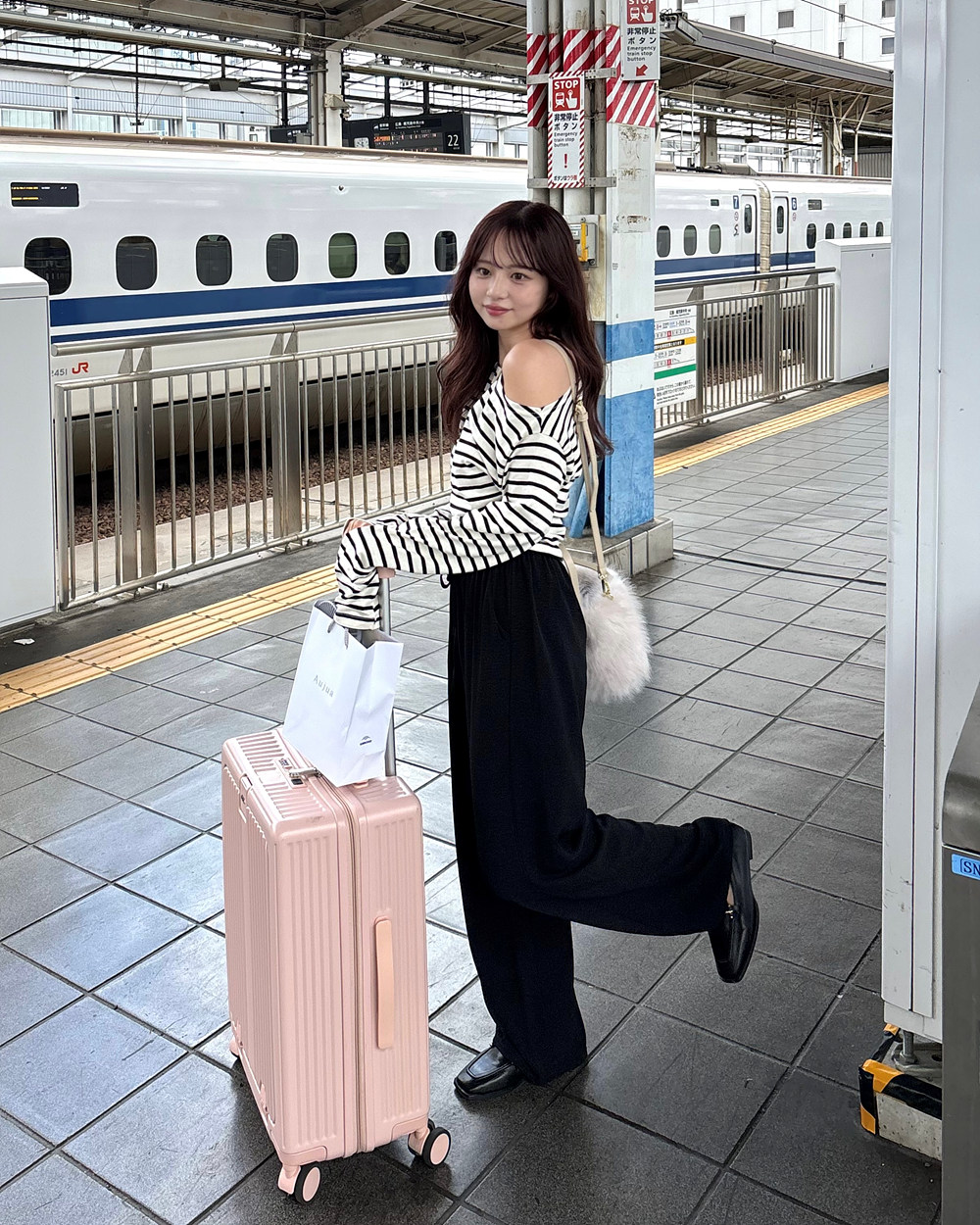 ワンショル長袖ボーダーTシャツ | 詳細画像4