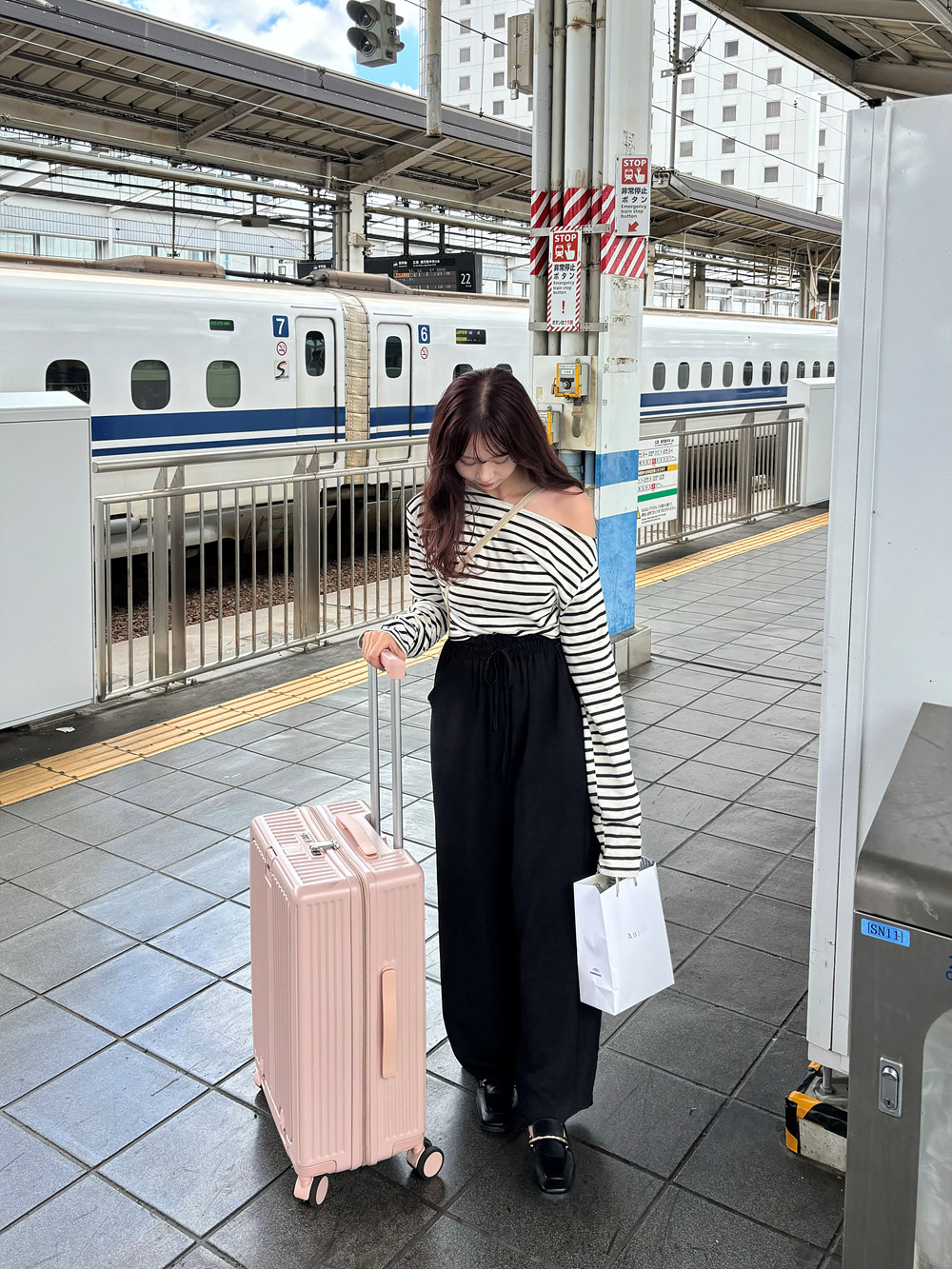 ワンショル長袖ボーダーTシャツ | 詳細画像13