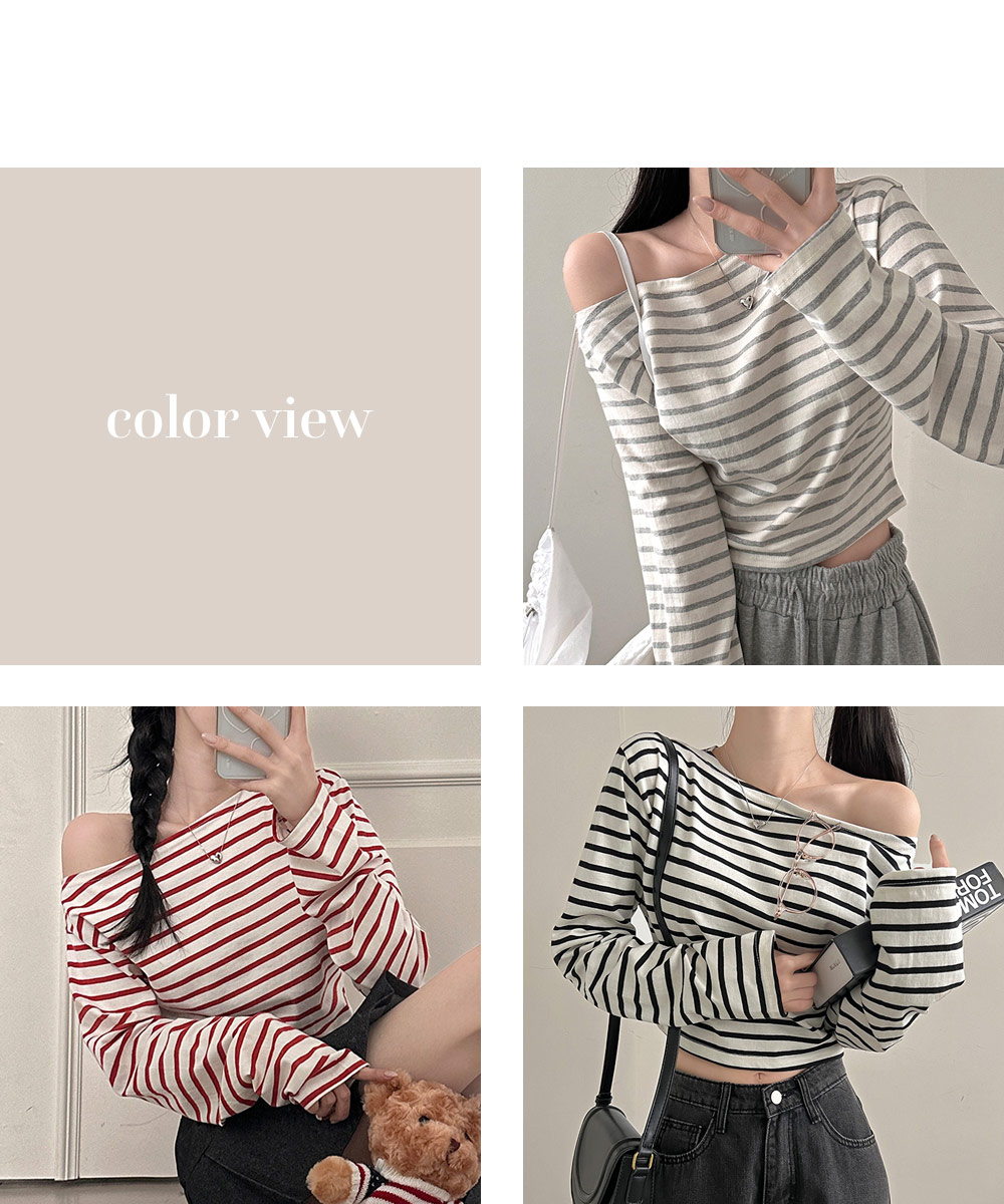 ワンショル長袖ボーダーTシャツ | 詳細画像14