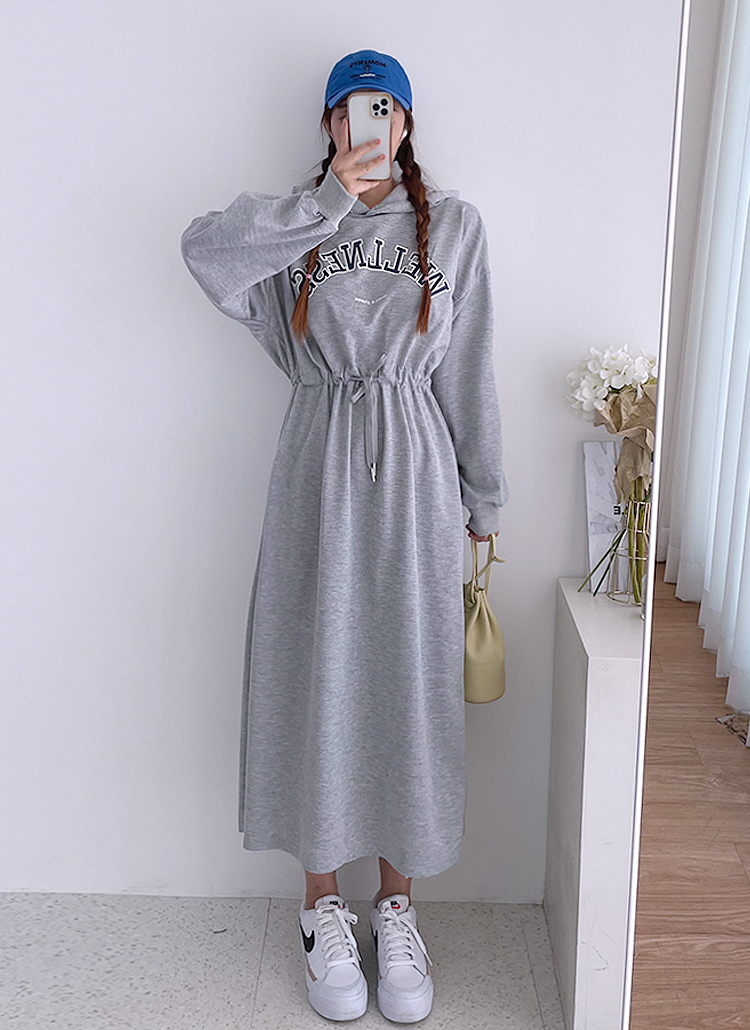 Mサイズ/グレー】JUSGLITTY／ライトドロストパーカーワンピース モカ