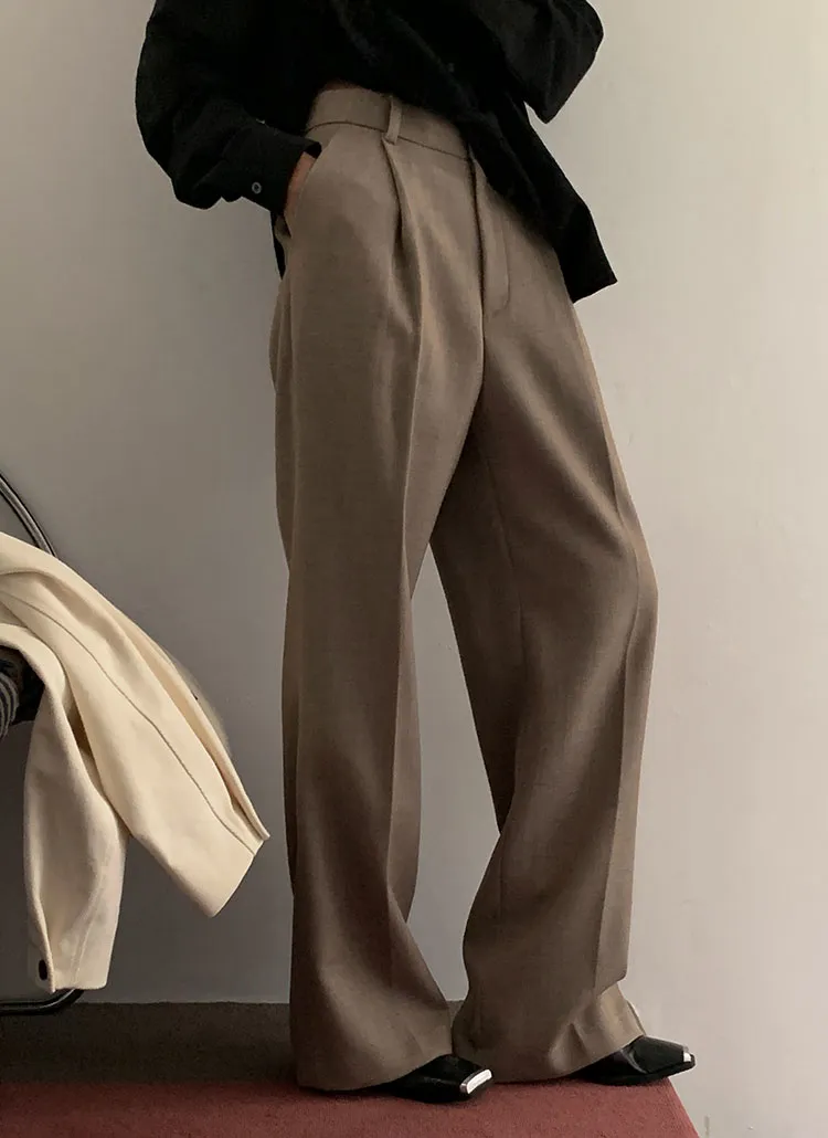 フロントタックワイドスラックス(beige) | Unique luce | 詳細画像1