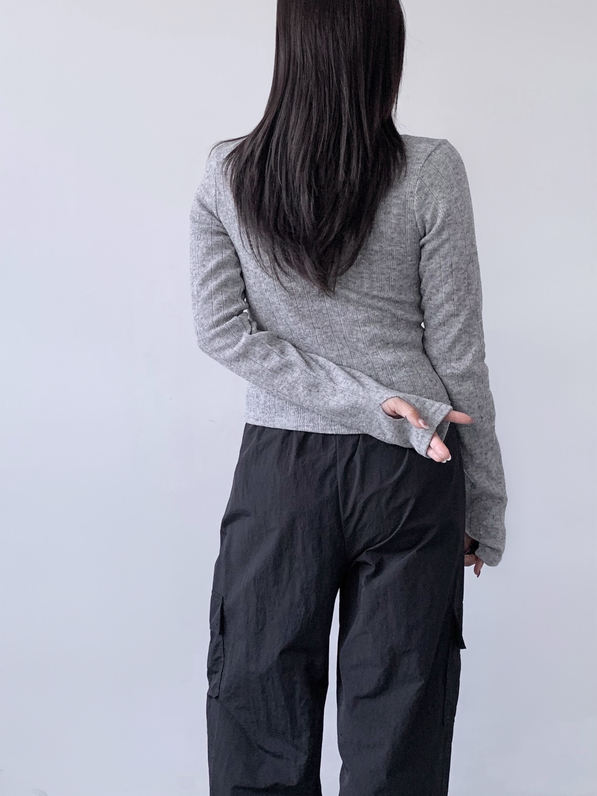 サムホールクロップドリブTシャツ | 詳細画像8