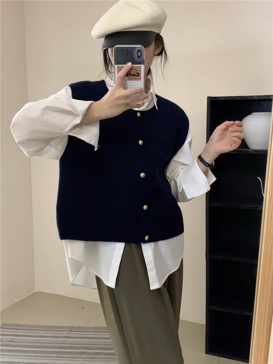 ゴールドボタンルーズニットベスト | 詳細画像6