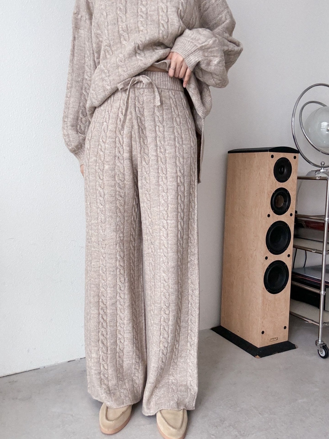 ウール混ケーブルスリットニット&ワイドパンツSET | 詳細画像9